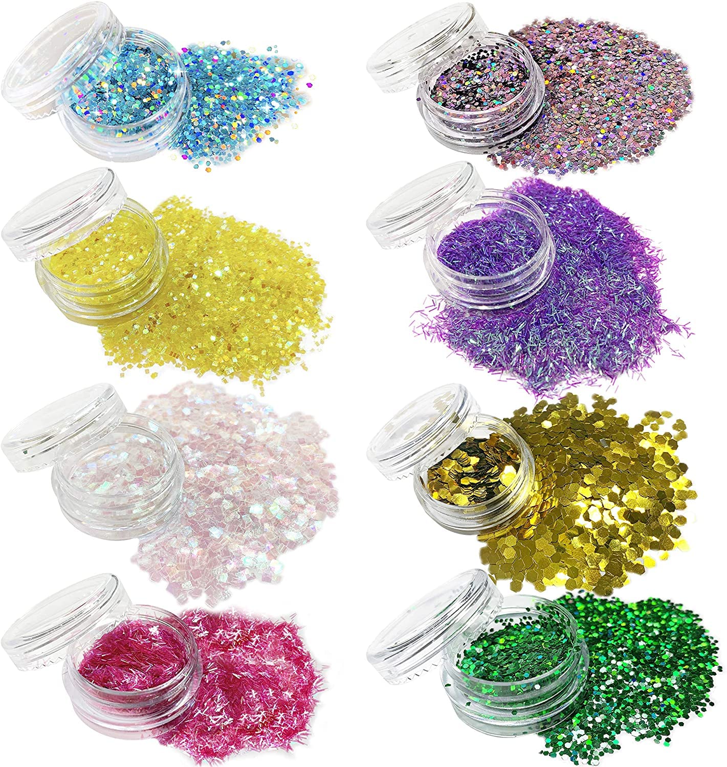 8-Piece Glitter Makeup Set | Shimmer Body Glitter for Halloween & Festivals | UK Company | Perfect for Costume Parties, Raves & Cosplay
