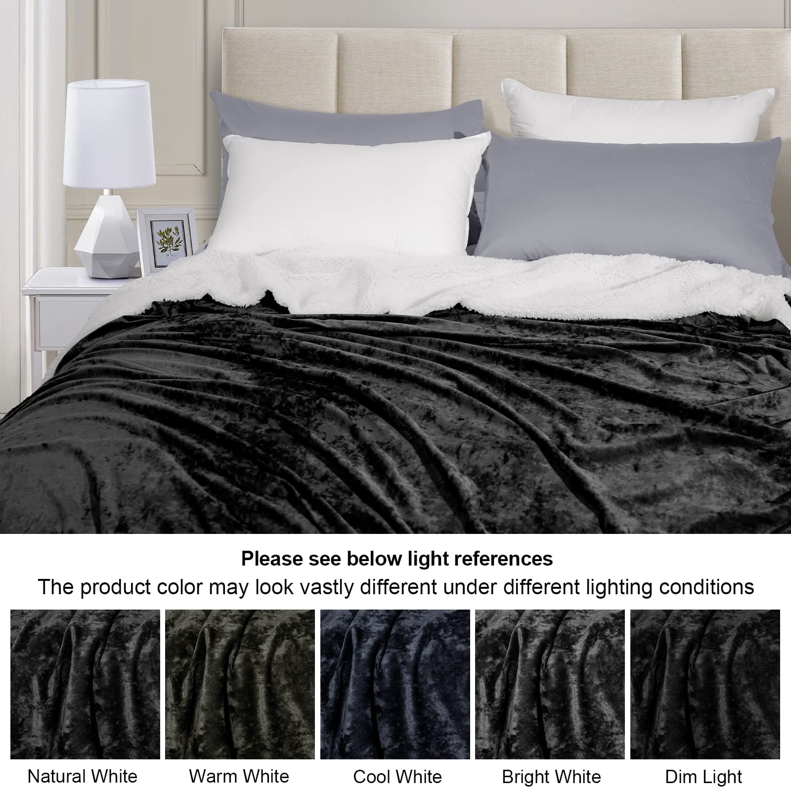 PHF Sherpa Fleece Throw Blanket - Ultra Soft & Warm Plush Blanket for All Seasons - Luxury Velvet Blanket for Bed, Couch, Sofa & Travel - 50