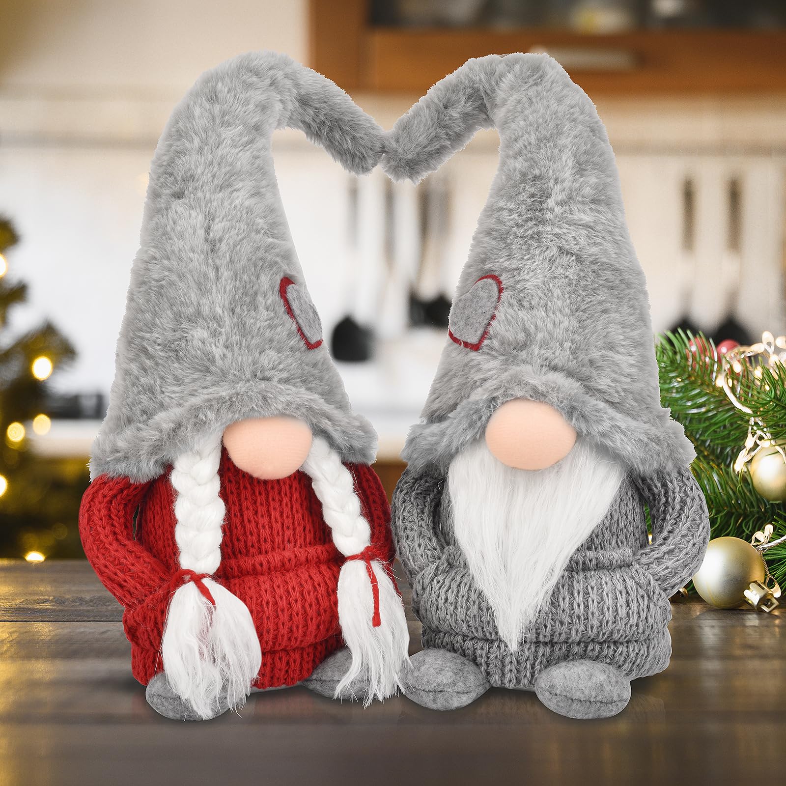 Handmade Pair of Gnome Gonk Dolls - Cute Tomte Dwarf House Decor for Christmas, Valentine's Day, Easter - Perfect Gift for Home, Garden, and Holiday Decorations