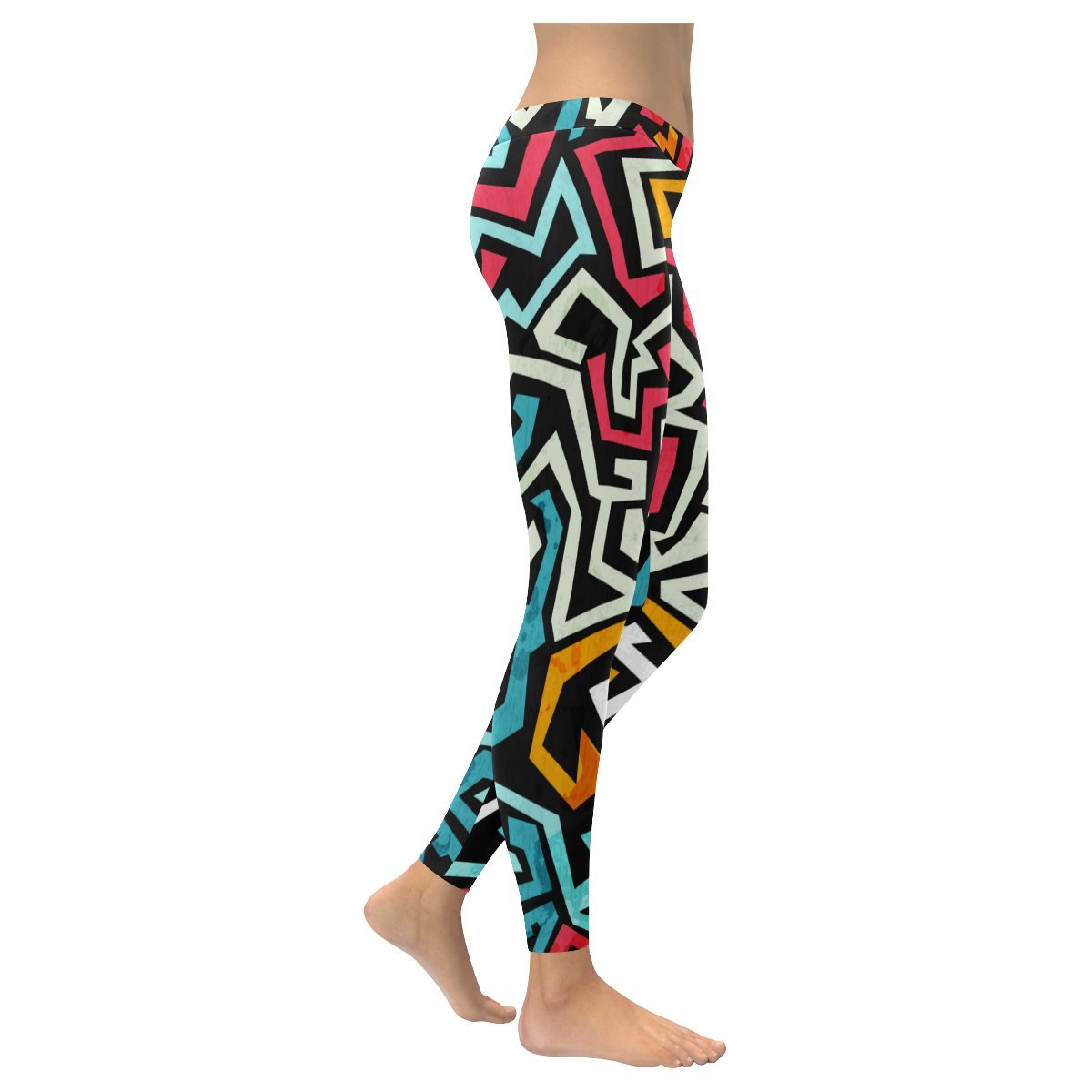 Women's Graffiti Print Capri Yoga Leggings - High Waisted Workout Pants for Running, Gym & Lounge - Trendy Athletic Wear for Fitness & Casual Style