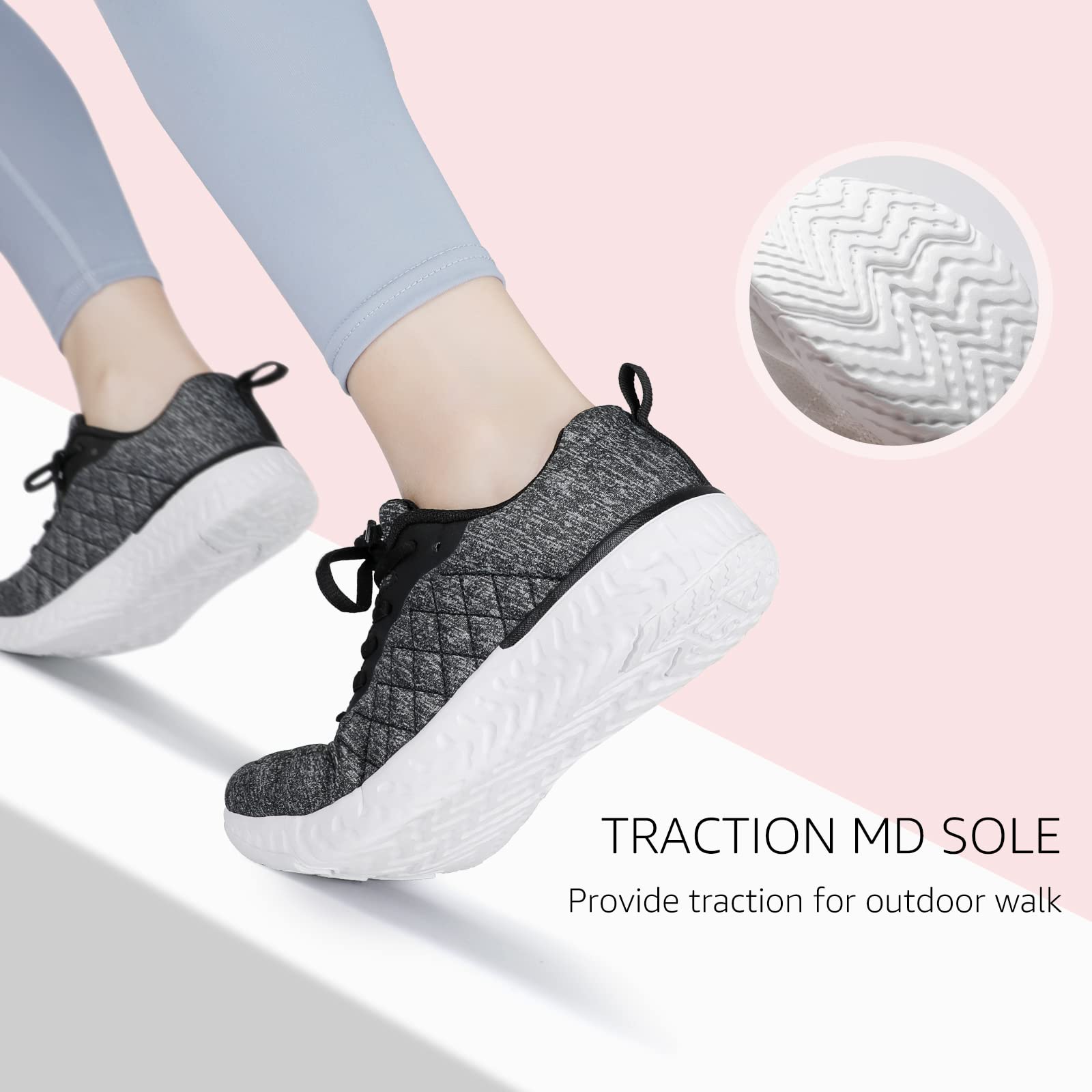 STQ Women's Lightweight Walking Shoes - Comfortable Lace-Up Tennis Sneakers for Walking, Running & Gym Workouts - Perfect for Travel, Work & Everyday Wear
