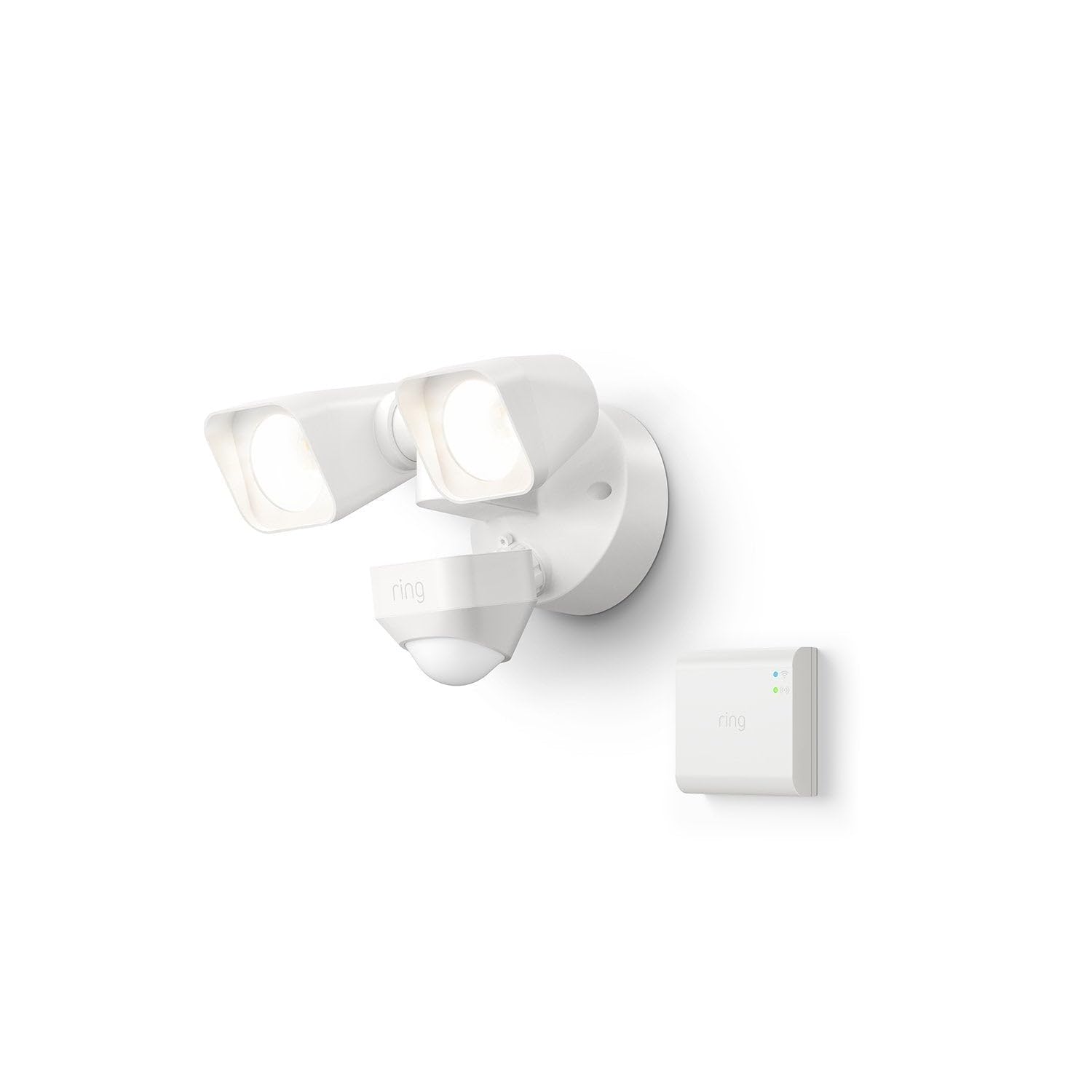Ring Smart Lighting Floodlight - Wired Outdoor Motion-Sensor Security Light with Starter Kit (White) - Ideal for Home Security, Backyard Safety, and Smart Home Automation