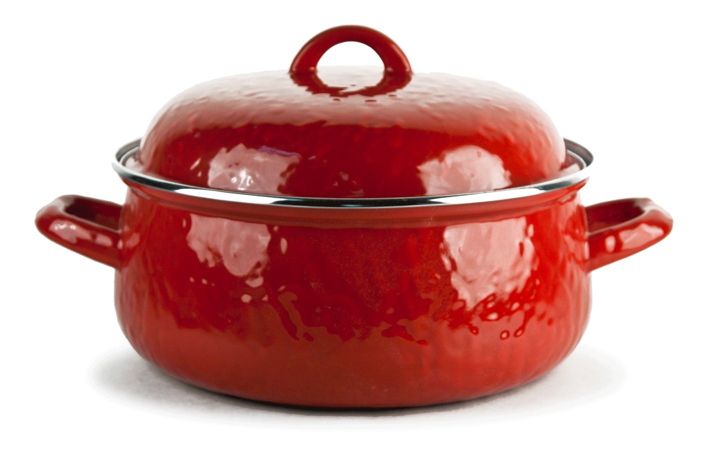 Golden Rabbit Enamelware Dutch Oven - 4 Quart Cast Iron Pot with Solid Red Pattern - Perfect for Baking, Roasting & Camping Cooking