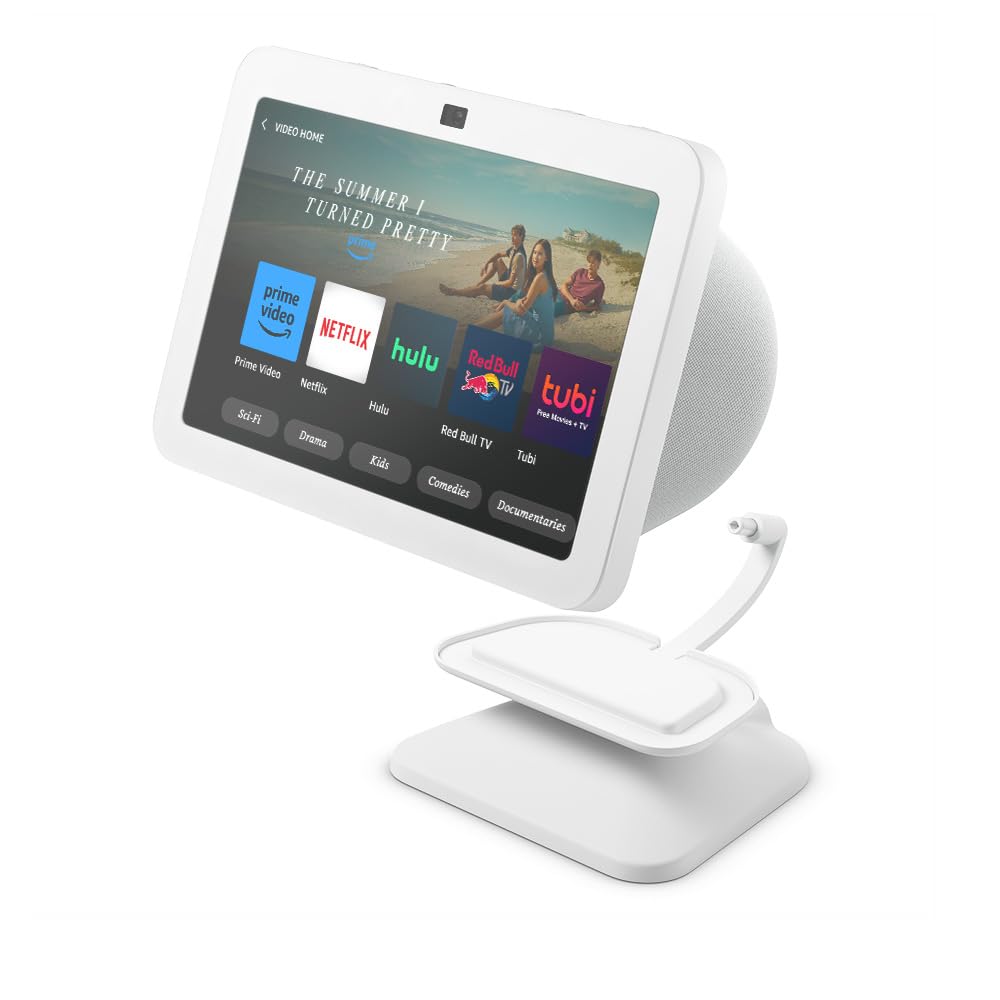 Echo Show 8 (3rd Gen, 2023) Smart Display with Adjustable Stand & USB-C Charging - Glacier White | Hands-Free Video Calls, Smart Home Control & Entertainment Hub