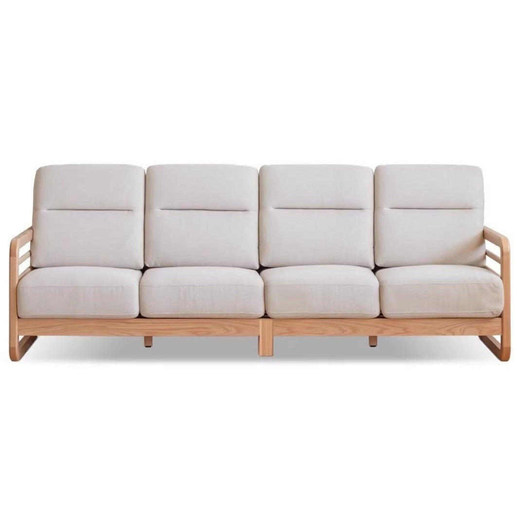 Oak Wood Fabric Sofa with String Style Backrest - Modern Living Room Furniture for Comfortable Home Decor