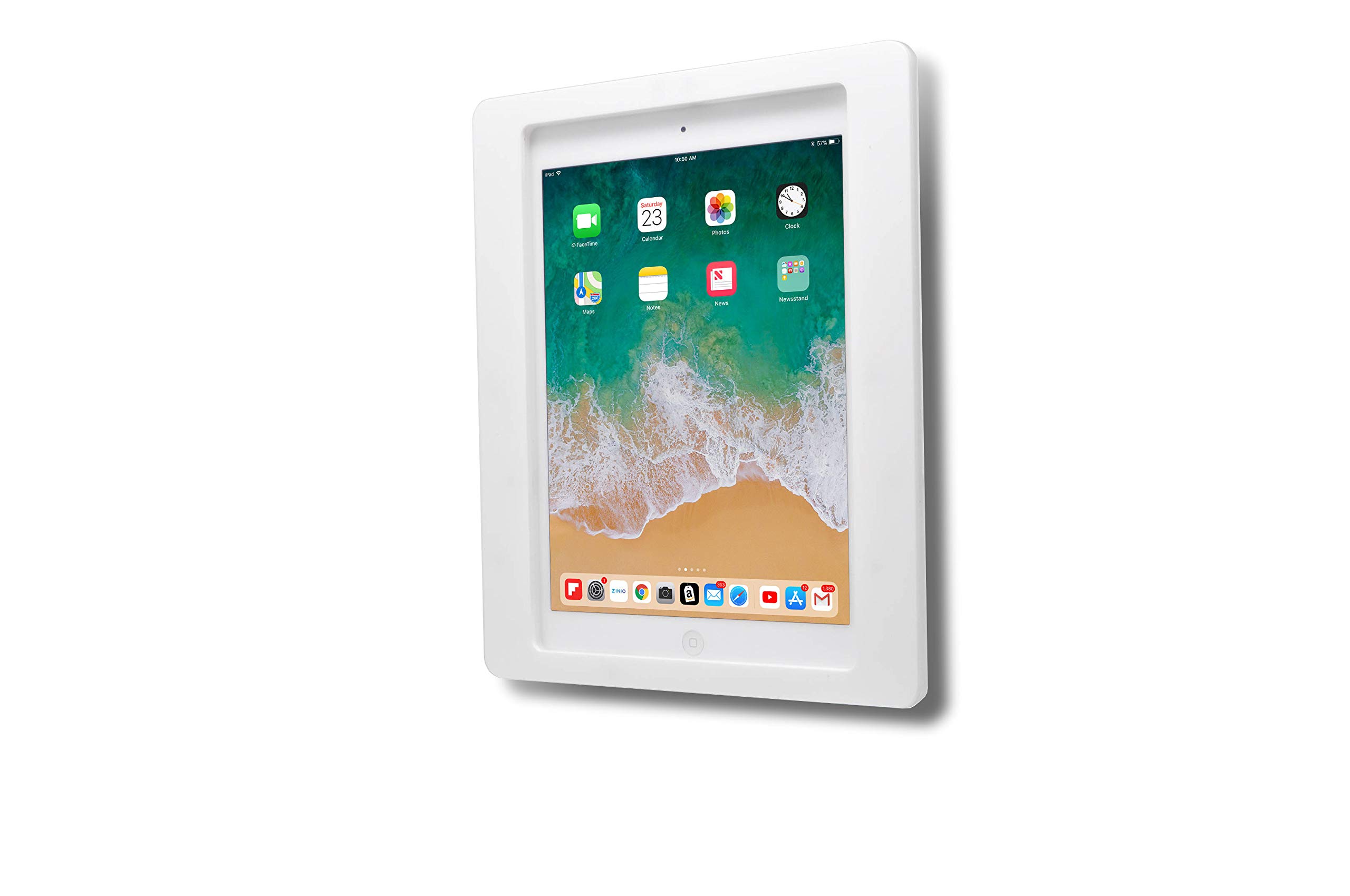 TABcare Anti-Theft Acrylic VESA Mount Enclosure for Apple iPad Air 3 10.5 Inch - Secure Wall Mount Kit & 90° Angle Charging Cable Included (White) - Perfect for Retail Stores, Restaurants and Public Display Use