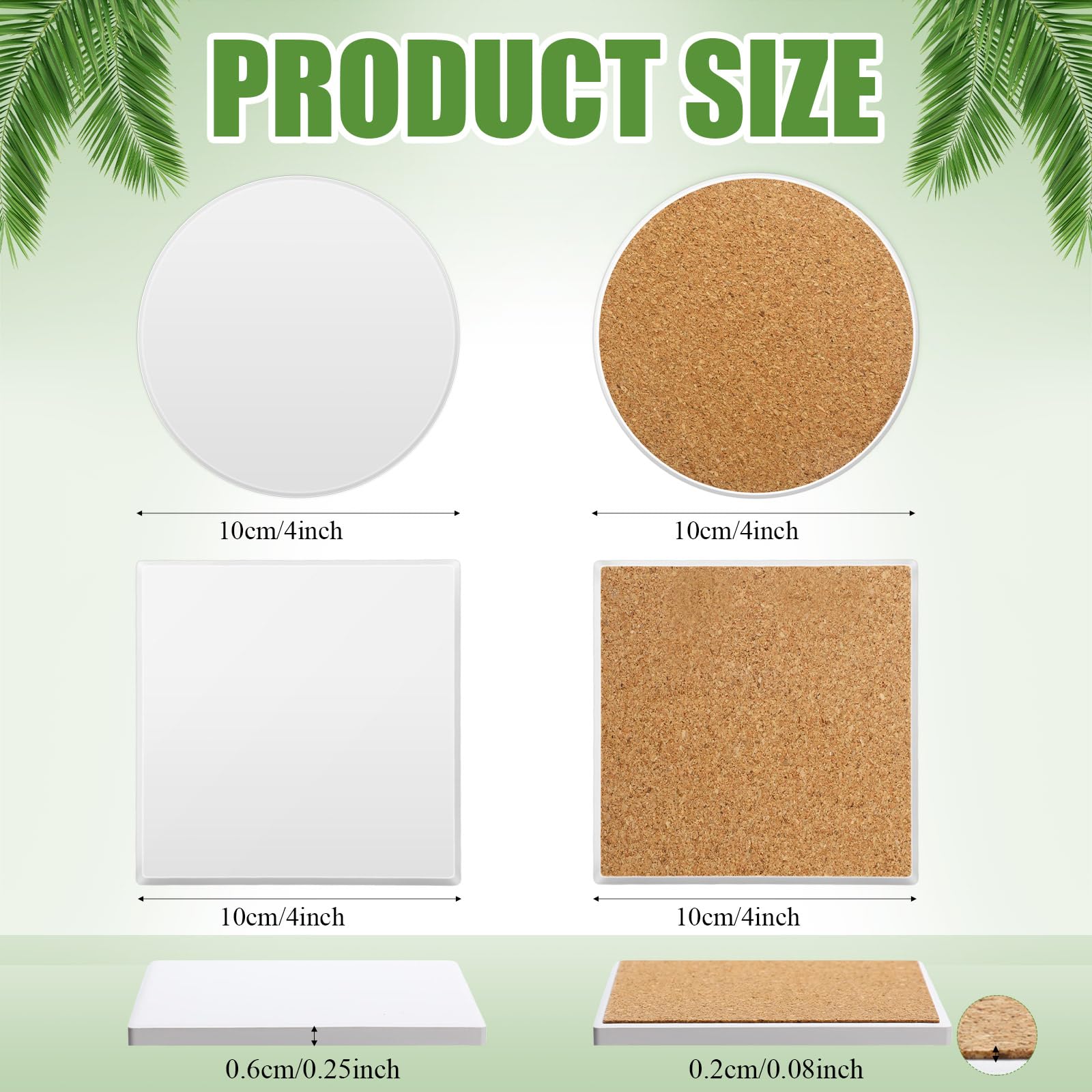 48 Pcs White Unglazed Ceramic Coasters with Cork Backing - Square & Round DIY Craft Tiles for Painting, Home Decor, Wedding Favors & Gift Making - Perfect for DIY Projects, Art Classes & Personalized Gifts