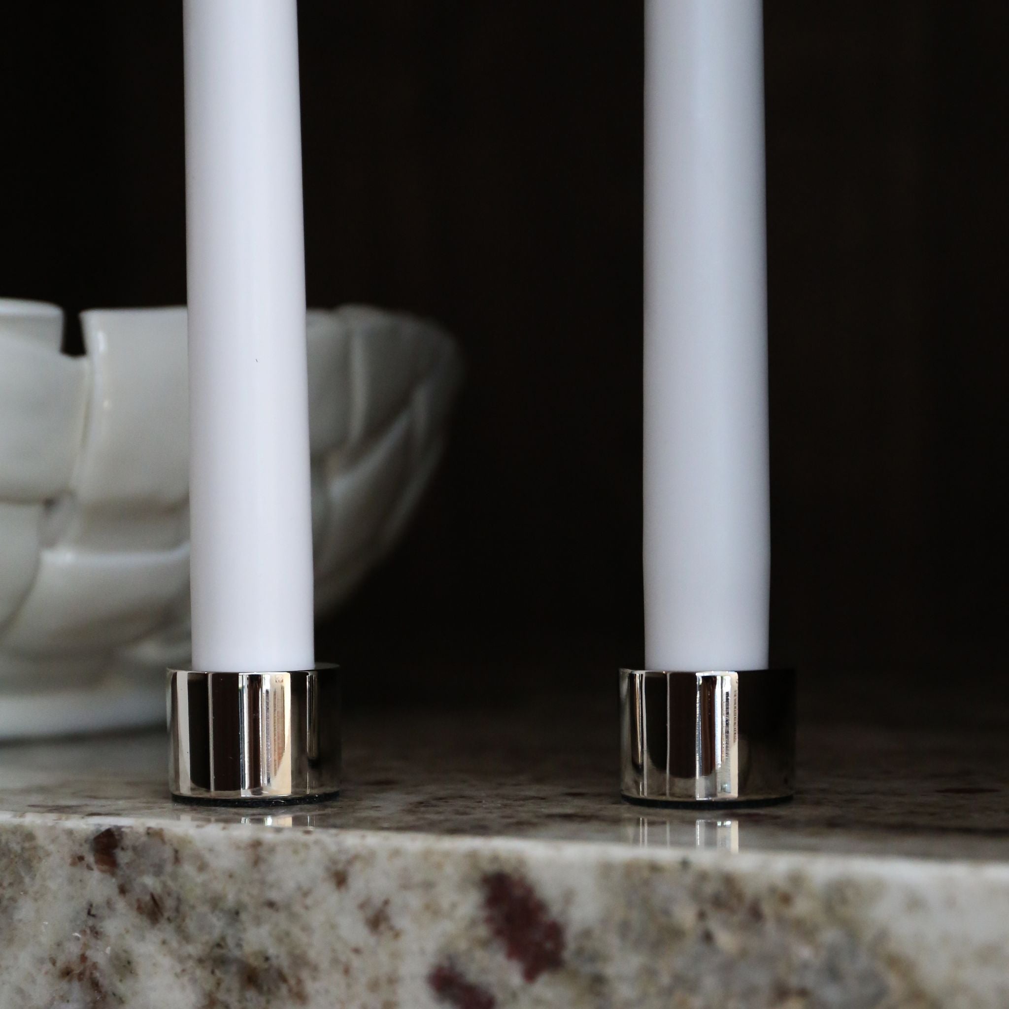Polished Chrome Metal Taper Candle Holders Set of 2 - Elegant Table Decor for Weddings, Dining & Home Decoration