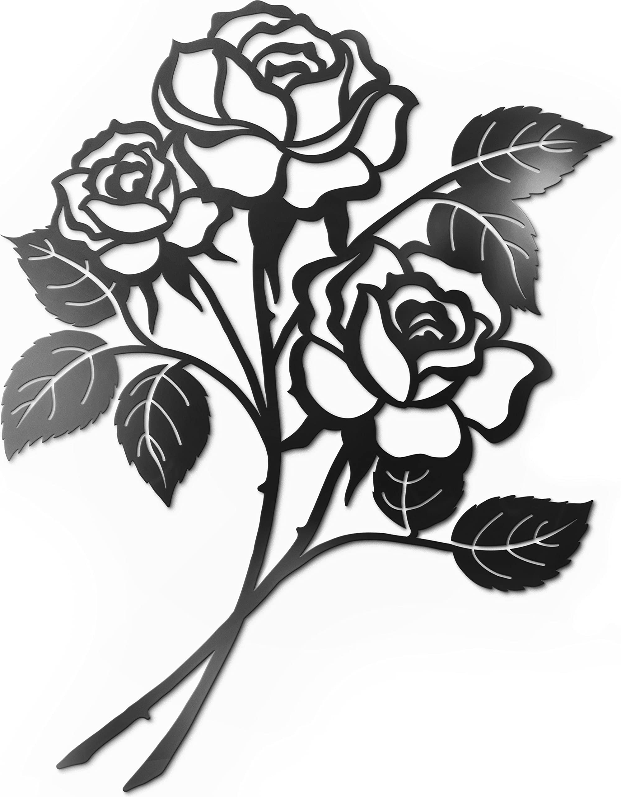 Vivegate Black Metal Rose Wall Art Decor - Large 17.5