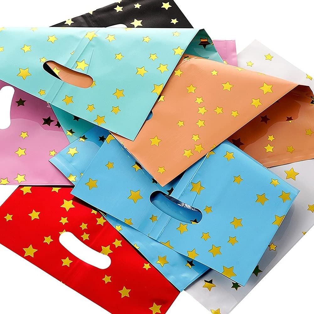 10-Pack Durable Reusable Plastic Storage Bags - Gift, Shopping, Merchandise & Boutique Bags for Christmas, Halloween, Graduation & Wedding - Perfect for Party Favors, Retail Packaging & Event Giveaways