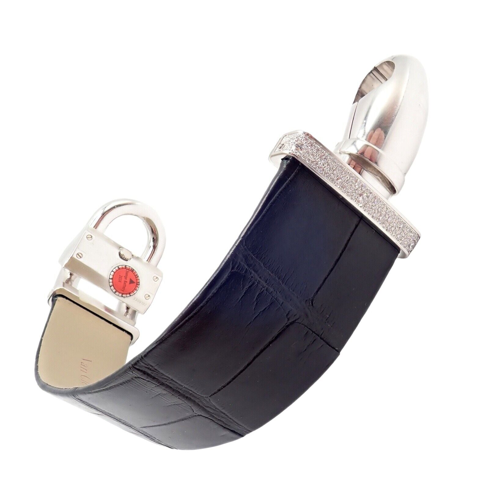 Authentic Van Cleef & Arpels 18K White Gold Diamond Cadenas Alligator Watch - Luxury Women's Dress Watch for Special Occasions & Evening Events