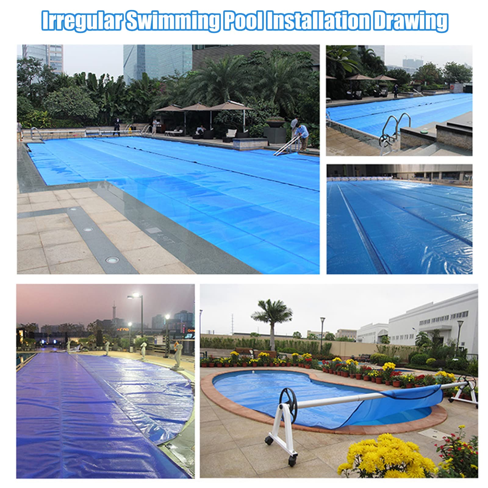 **Heavy Duty 19-mil Polyethylene Solar Pool Cover for Above Ground & Inground Pools (Round, Oval, Square, Kidney) – 20ft/23ft/26ft/30ft/33ft – Floating Inflatable Swimming Pool Cover for Heat Retention & Energy Savings**    *(Perfect for Extending Swimming Season, Reducing Evaporation & Keeping Pools Clean)*