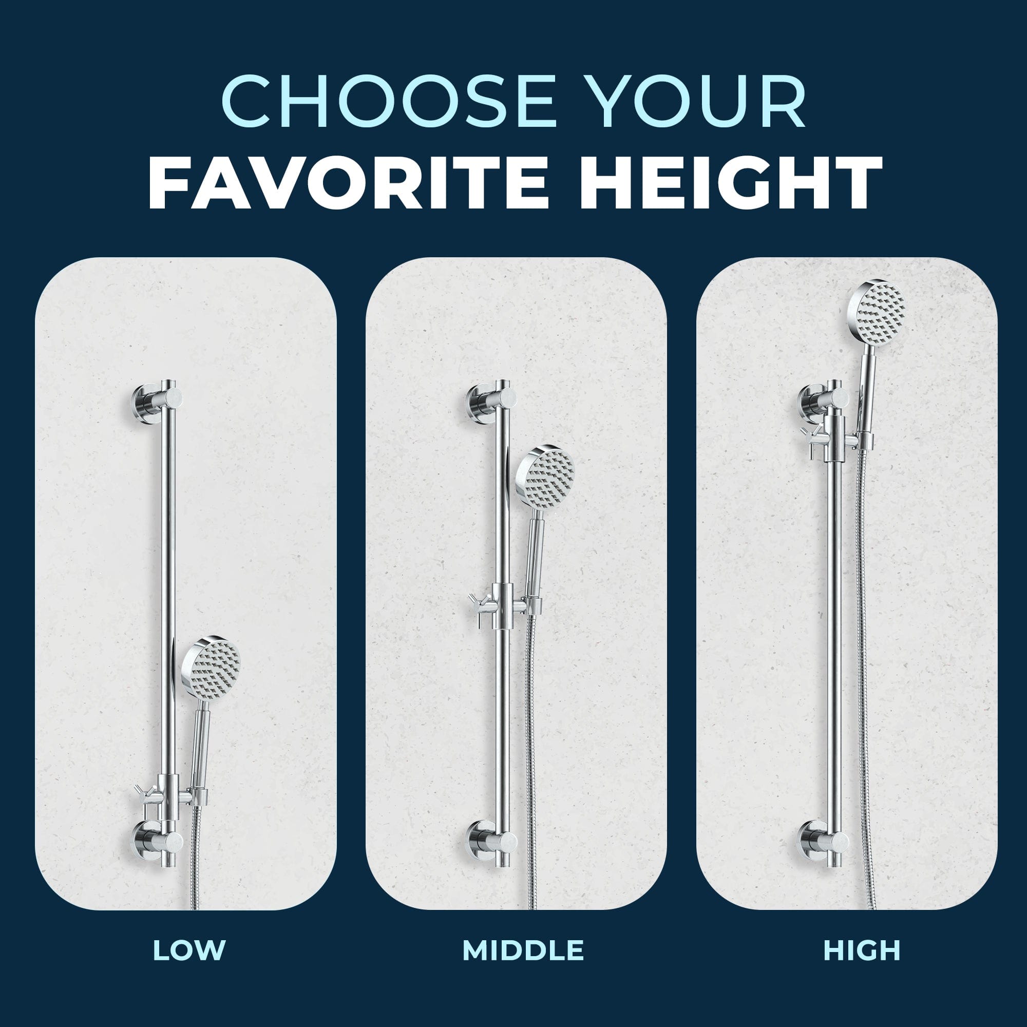 Stainless Steel Shower Slide Bar with Adjustable Handheld Shower Head & 5ft Hose - 2.5 GPM High Pressure - Perfect for Bathroom Renovation & Spa-Like Shower Experience