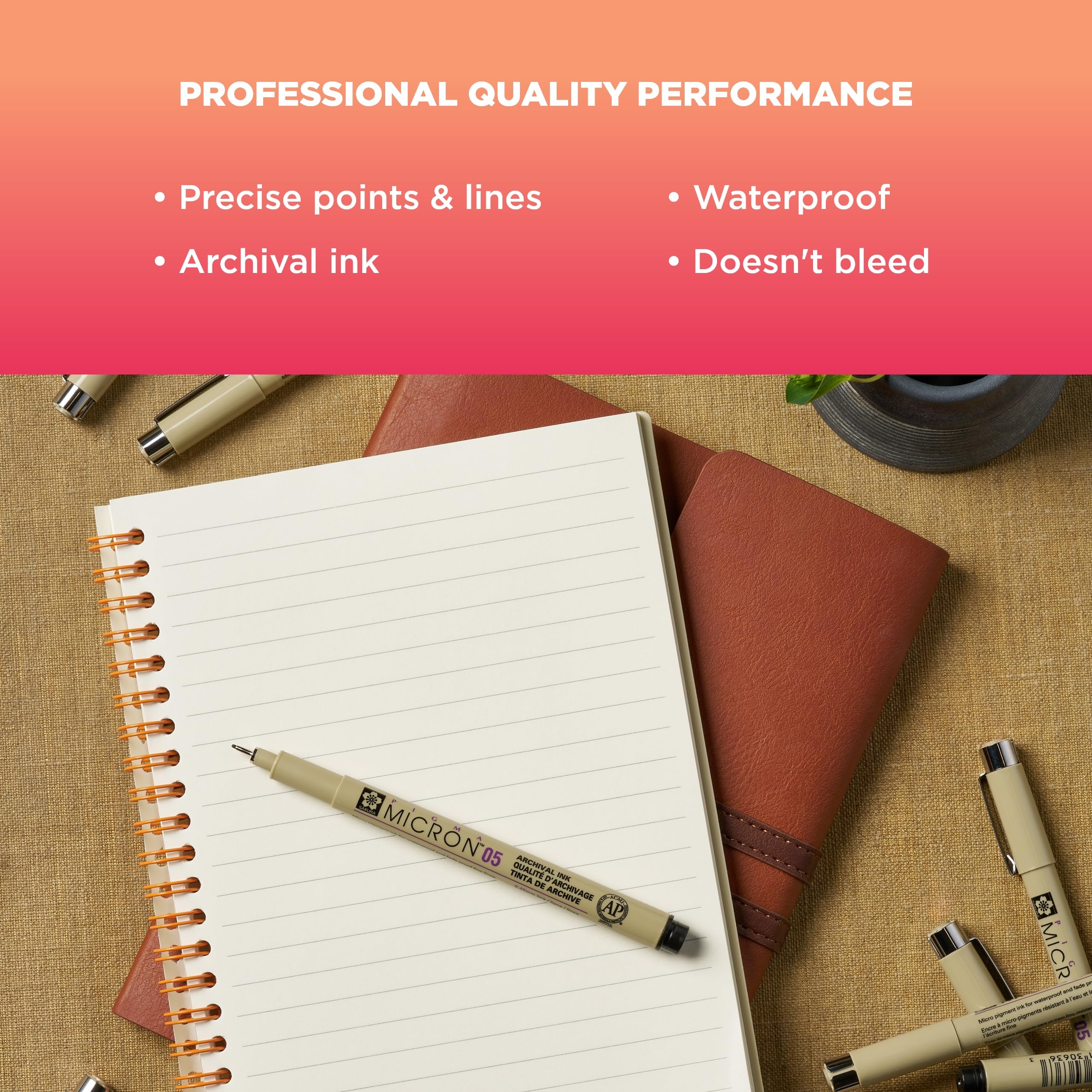 SAKURA Pigma Micron Fineliner Pens Set - 16 Pack Archival Black Ink Pens for Artists, Sketching, Bullet Journaling & Calligraphy - Assorted Fine Point Sizes (005,01,02,03,04,05,08) - Perfect for Drawing, Writing, Note Taking & Art Projects