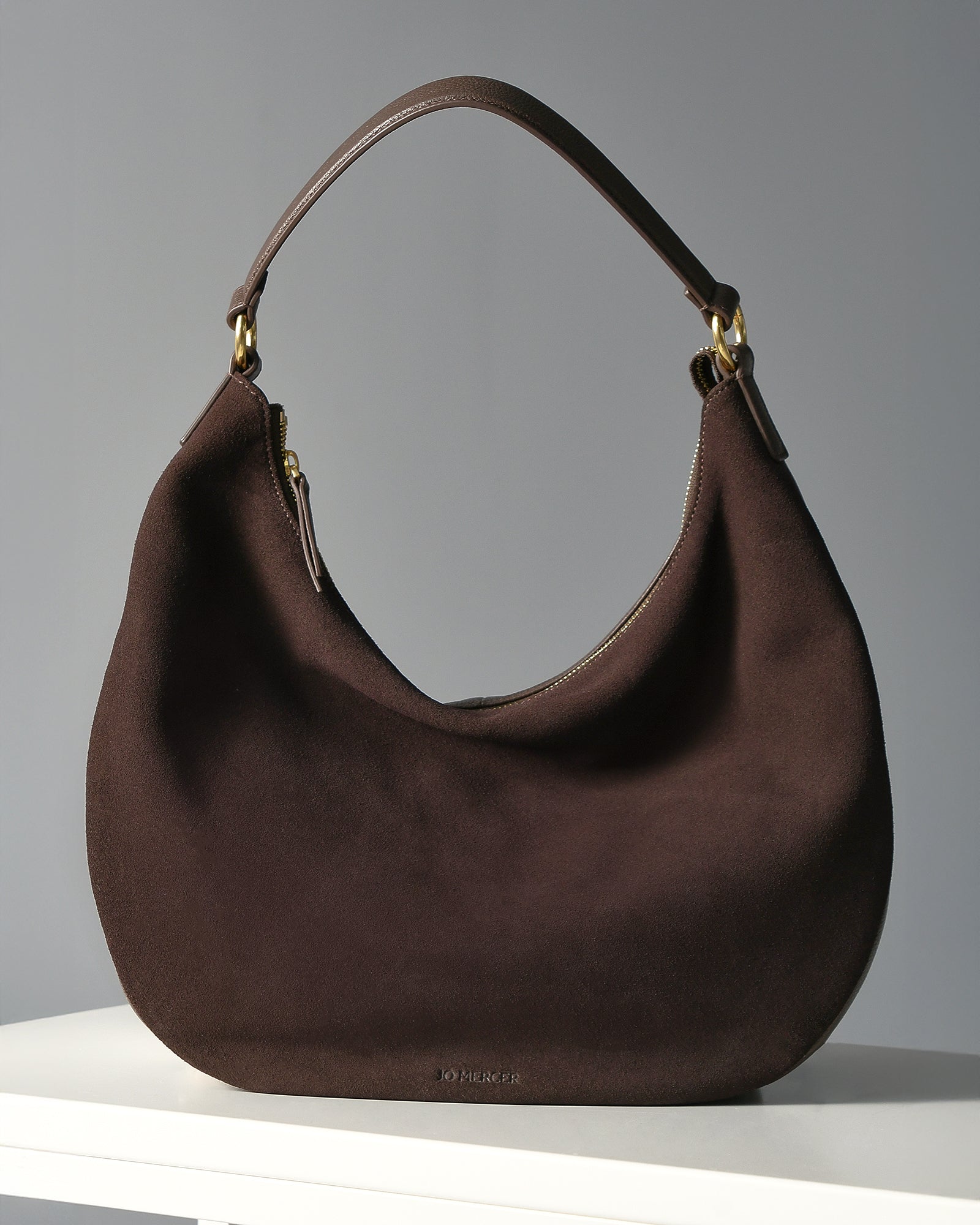 MARGO Women's Shoulder Bag - Bitter Chocolate Suede Leather Crossbody Purse for Work, Travel & Everyday Use