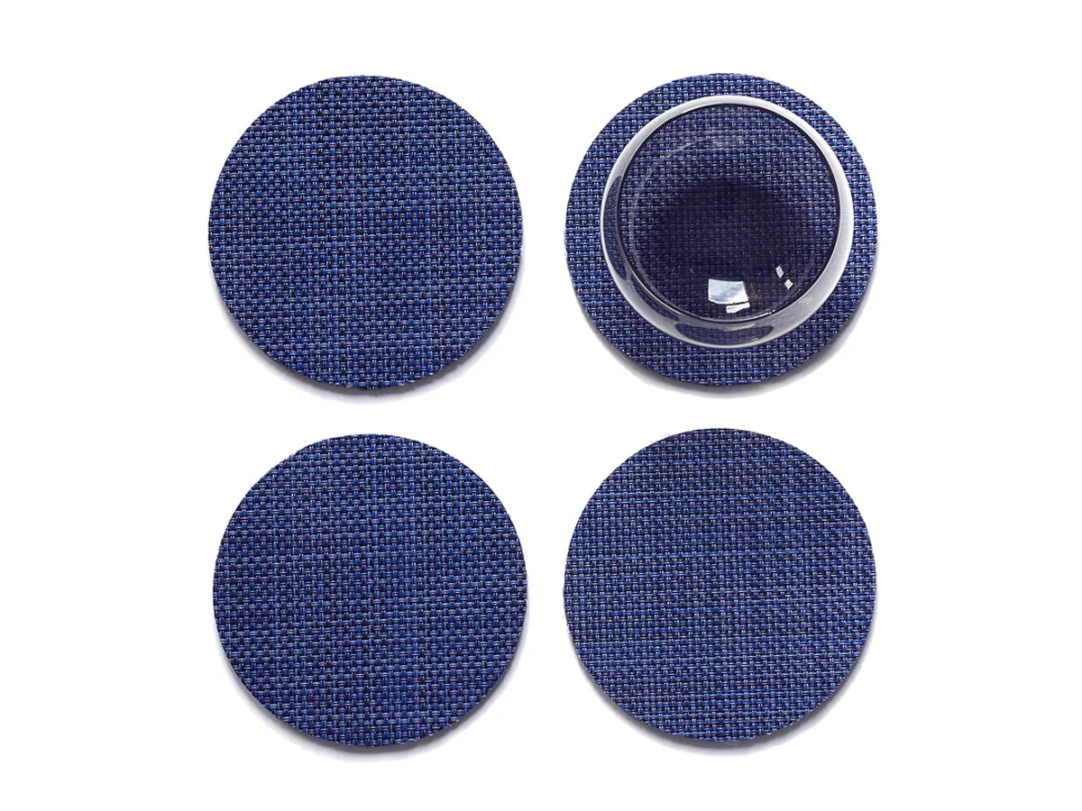 Chilewich Mini Basketweave Coasters Set of 4 - Premium Absorbent Drink Coasters for Coffee, Wine & Dining Table Protection - Indigo Color