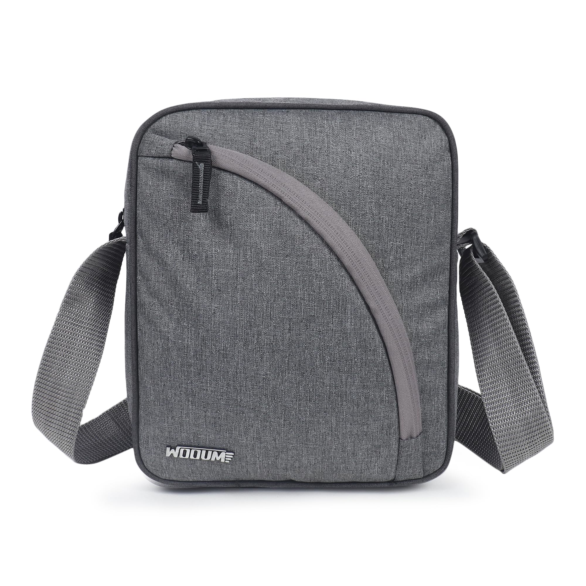 Wooum Sling Bag Cross Body Messenger Bag - Compact Size 10x8x4 Inch (Tgrey) - Water-Resistant with 4 Zipper Compartments, Adjustable Strap & Tablet Holder - Large Capacity for Travel, Work & Daily Use