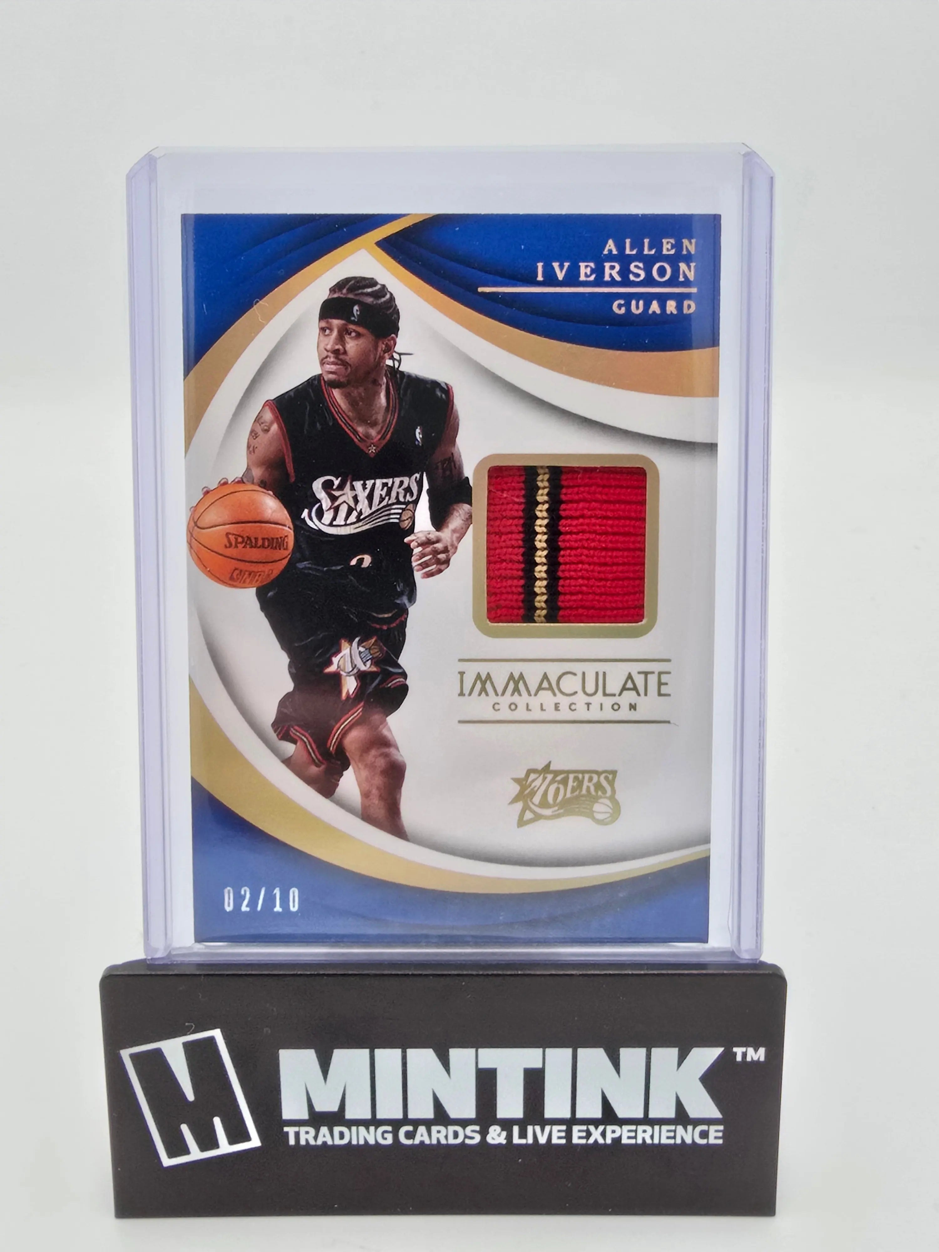 2017-18 Panini Immaculate Basketball Allen Iverson Gold Foil Patch Card 02/10 #SW AIV - Rare Collectible for Basketball Fans & Card Investors - Perfect for Display, Trading, and Memorabilia Collections
