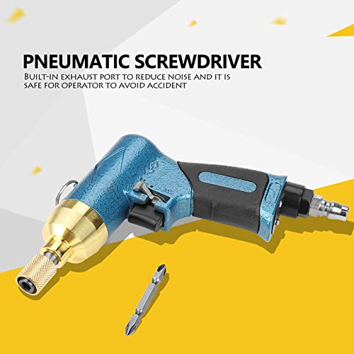 Industrial Pneumatic Screwdriver Gun - 1/4 Inch 9000 RPM Reversible Air Screwdriver with Grip & Bit Set | Heavy-Duty Handheld Power Tool for Construction, Automotive Repair & Woodworking Projects