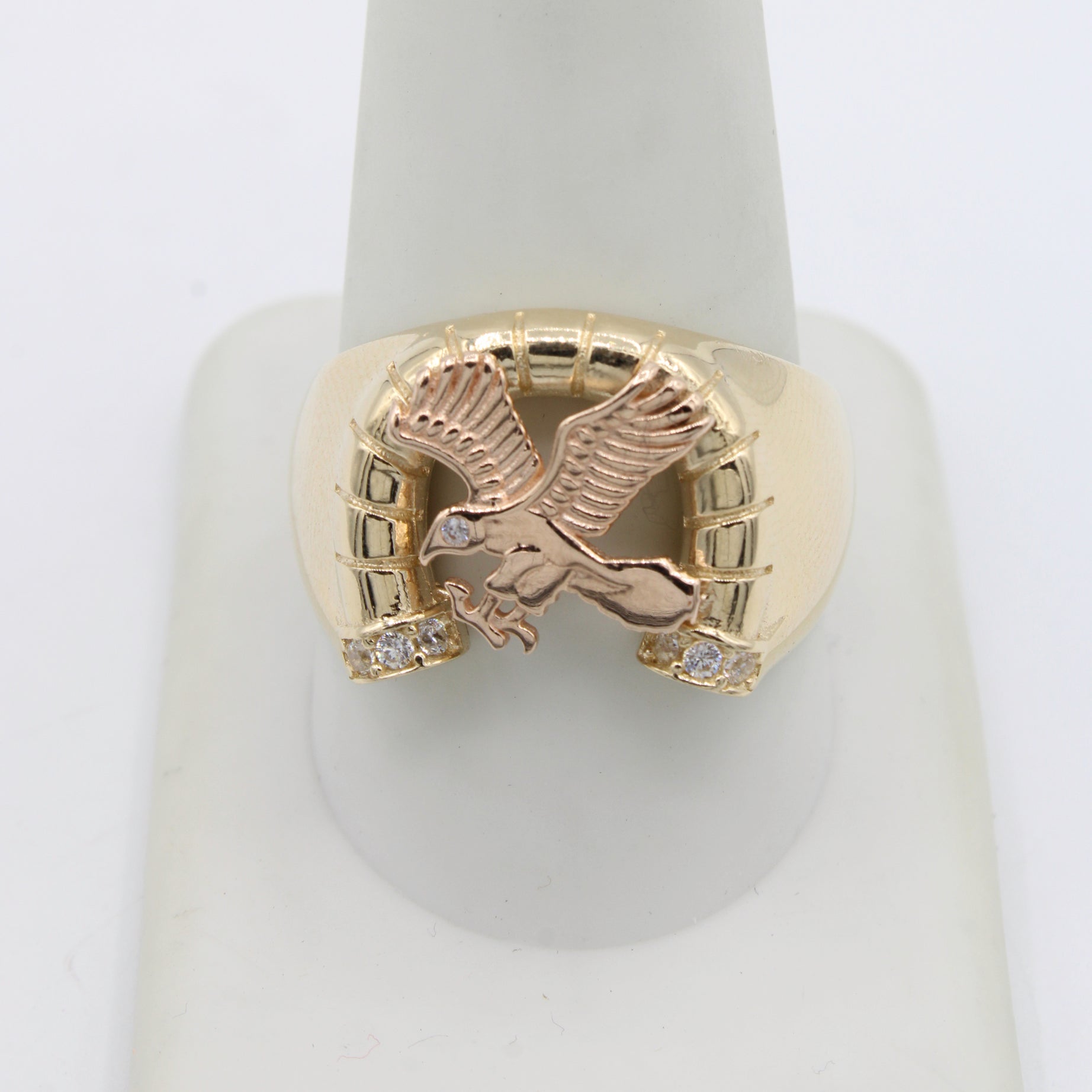 14K Gold Eagle CZ Ring for Men & Women - Elegant Cubic Zirconia Jewelry Gift for Anniversary, Birthday & Special Occasions