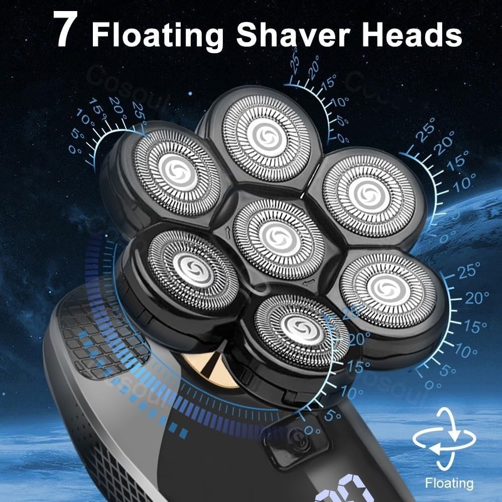 5-in-1 Electric Razor for Men - Powerful Cordless Shaver with Bald Head & Beard Trimmer - Perfect Gift for Husband & Boyfriend - Ideal for Travel, Gym & Daily Grooming