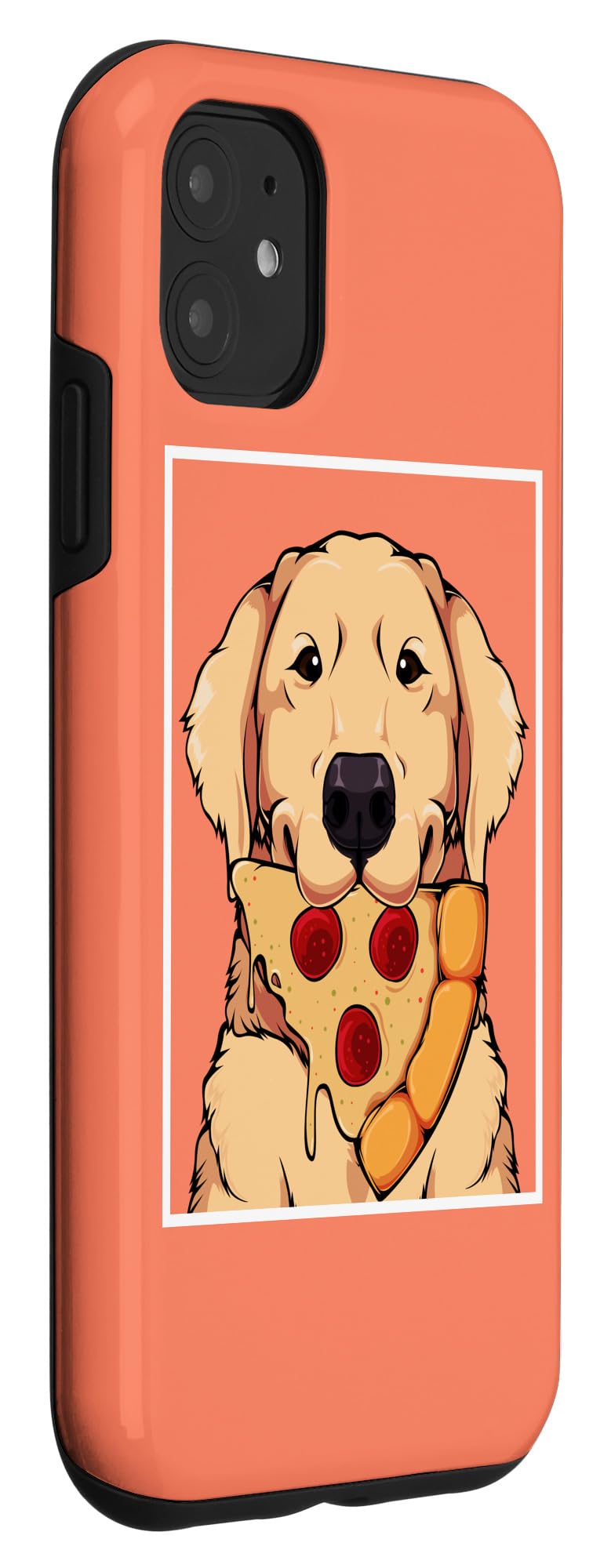 iPhone 11 Case - Golden Retriever & Labrador Dog Eating Pizza Funny Pet Design - Perfect Gift for Dog Lovers & Fast Food Fans - Protective Phone Cover for Daily Use, Work & Travel