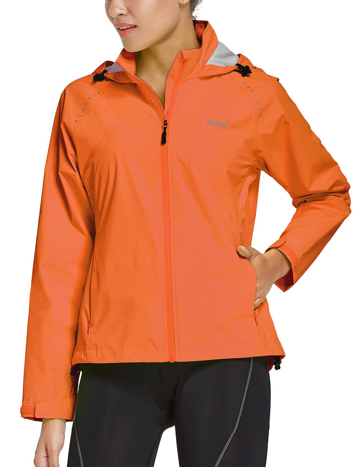 BALEAF Women's Waterproof Windbreaker Jacket - Lightweight Raincoat with Hood for Running, Cycling & Outdoor Activities | Reflective & Packable Design for Commuting & Hiking