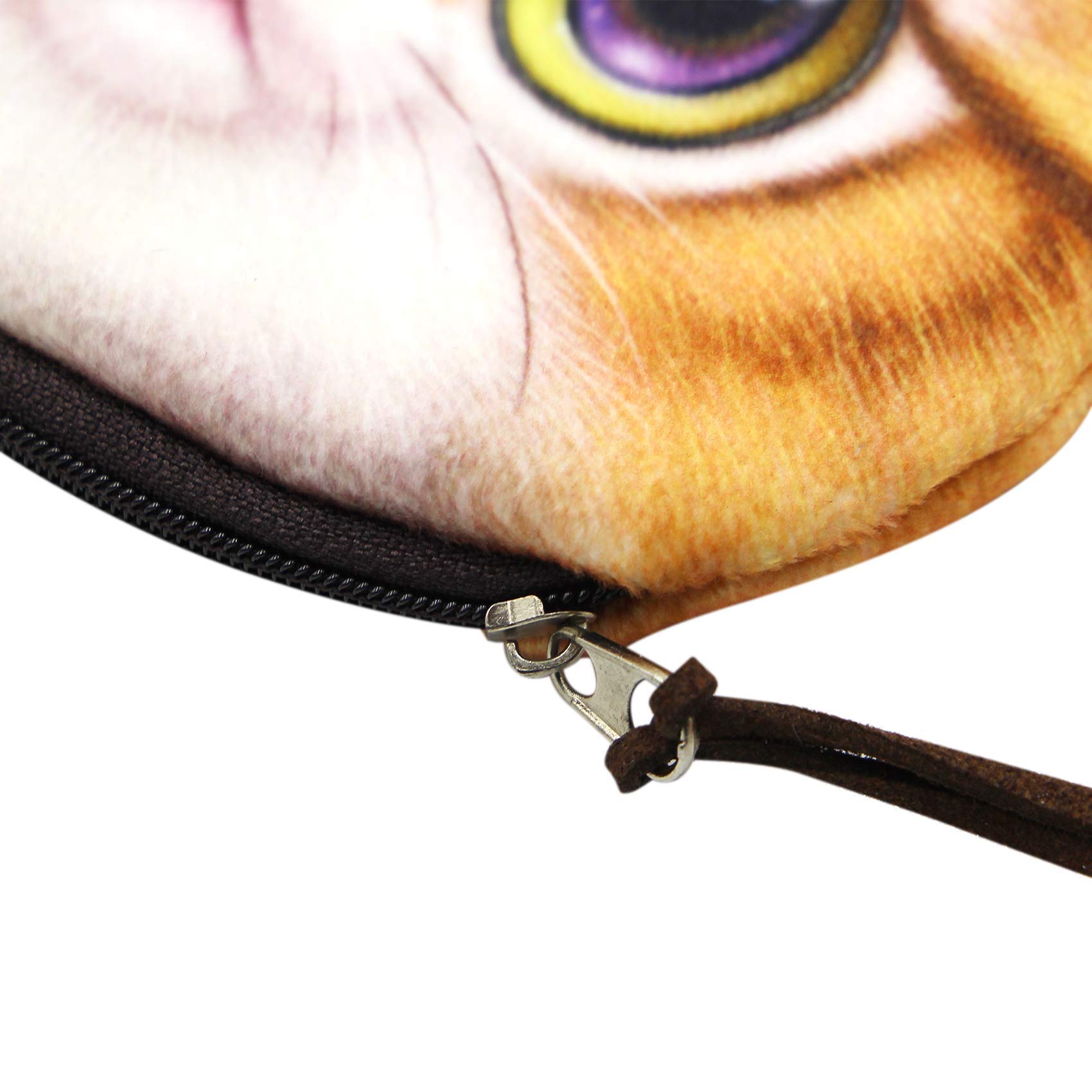 3D Plush Cat Face Coin Purse - Cute Kitty Money Bag with Tail Zipper, Yellow Wallet for Cash & Cards | Perfect for Makeup Storage, Gift Giving & Cosplay Accessories