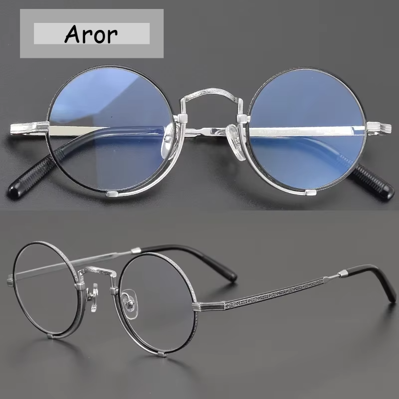 Aror Unisex Full Rim Round Titanium Eyeglasses Frame 45919 - Lightweight & Durable Glasses for Men & Women - Perfect for Reading, Work, and Everyday Use
