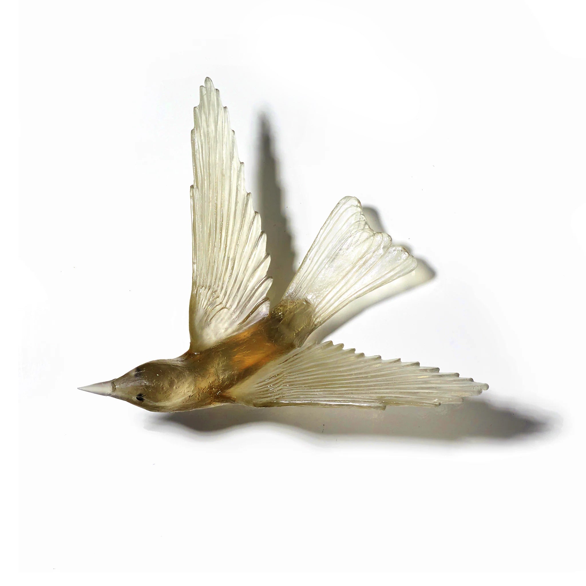 Handcrafted Glass Korimako Bellbird Wall Sculpture | Unique Home Decor by Luke Jacomb Studio | Perfect for Living Room, Bedroom & Office Wall Art