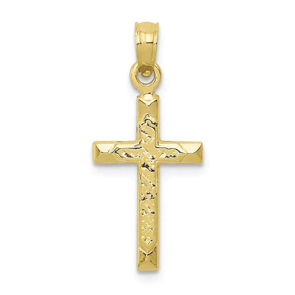 10K Yellow Gold Cross Charm Pendant for Women & Men - Religious Jewelry Gift for Baptism, First Communion & Everyday Wear - FJC Finejewelers