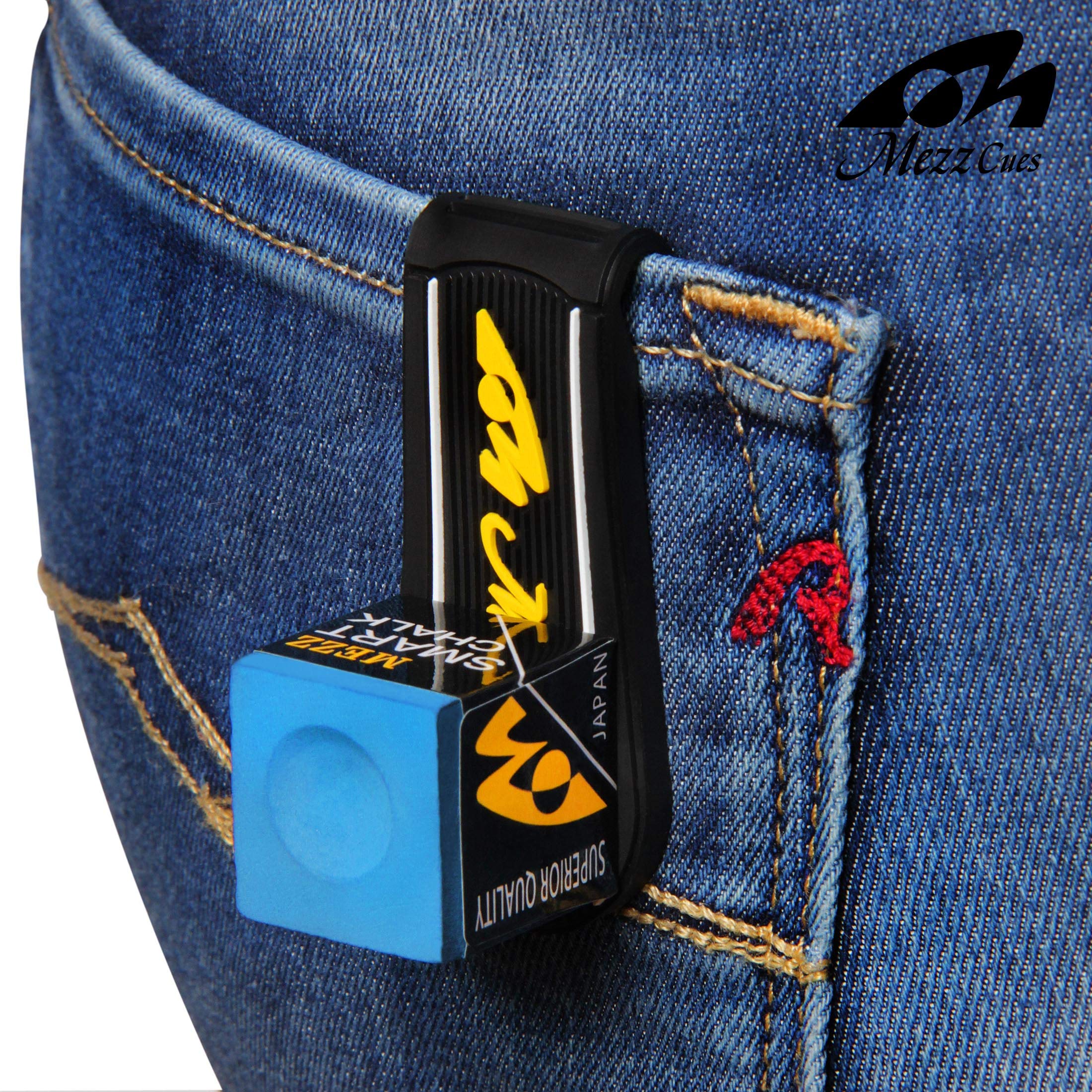 Premium Magnetic Pool Cue Chalk Holder - Black with Yellow Logo for Billiards & Snooker - Perfect for Pool Players & Bar Game Enthusiasts