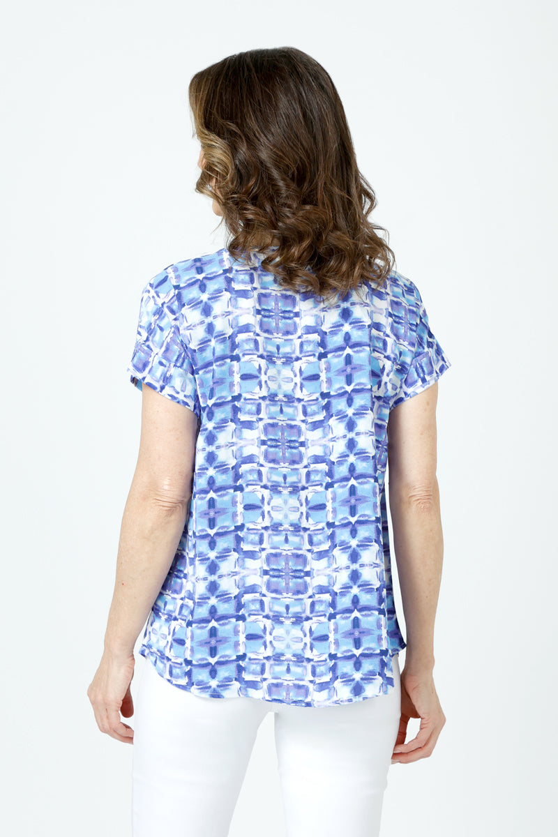 Stylish Kaleidoscope Print Airflow Round Neck Top for Women - Breathable & Comfortable Summer Fashion for Casual Outings & Beach Wear