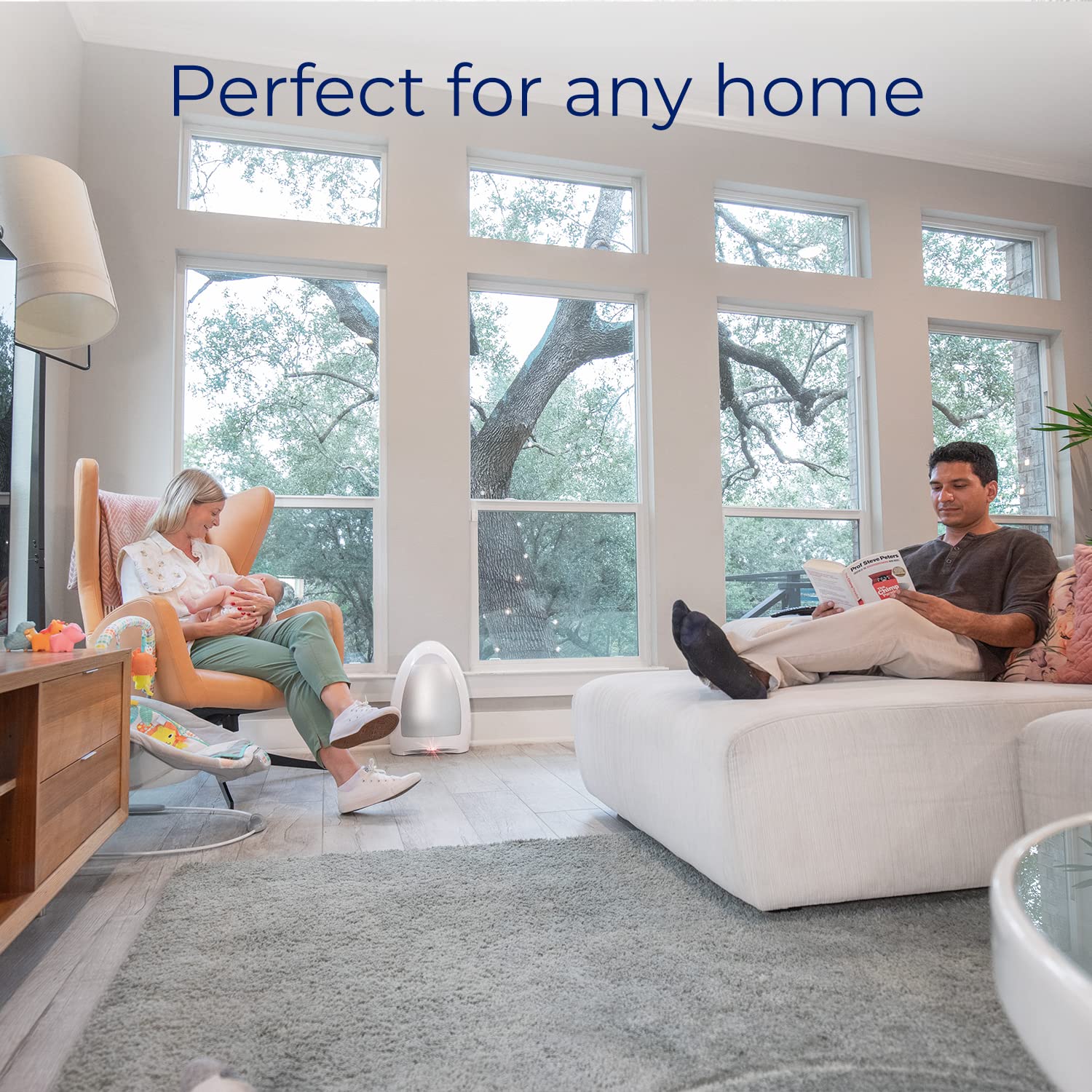 EyeVac Home Touchless Vacuum Cleaner - Dual High-Efficiency Filtration, 1000W Powerful Suction, Corded & Bagless Design with Automatic Sensors (Stone/Black Canister) - Perfect for Pet Hair, Hardwood Floors & Kitchen Cleaning