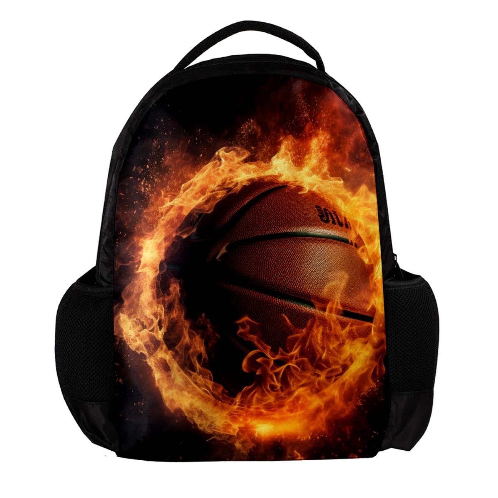 Stylish Flame & Retro Basketball Backpack for Women & Men - Durable Travel Backpack for School, Gym, Work & Outdoor Adventures