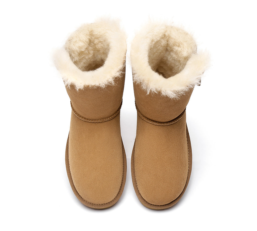 Urban UGG® Women's Short Zipporah Sheepskin Wool Boots with Zipper - Cozy Winter Fashion for Casual Outings & Indoor Comfort