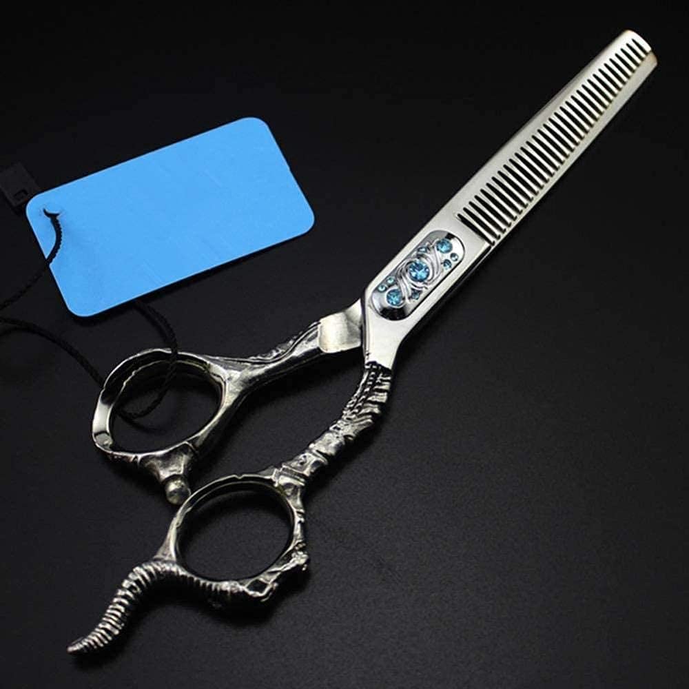 Professional 6 Inch Barber Scissors Set - 440C Stainless Steel Sheepshead Hair Cutting & Thinning Shears for Salon & Home Use - Hairdressing Scissors for Stylists & DIY Haircuts (Silver)