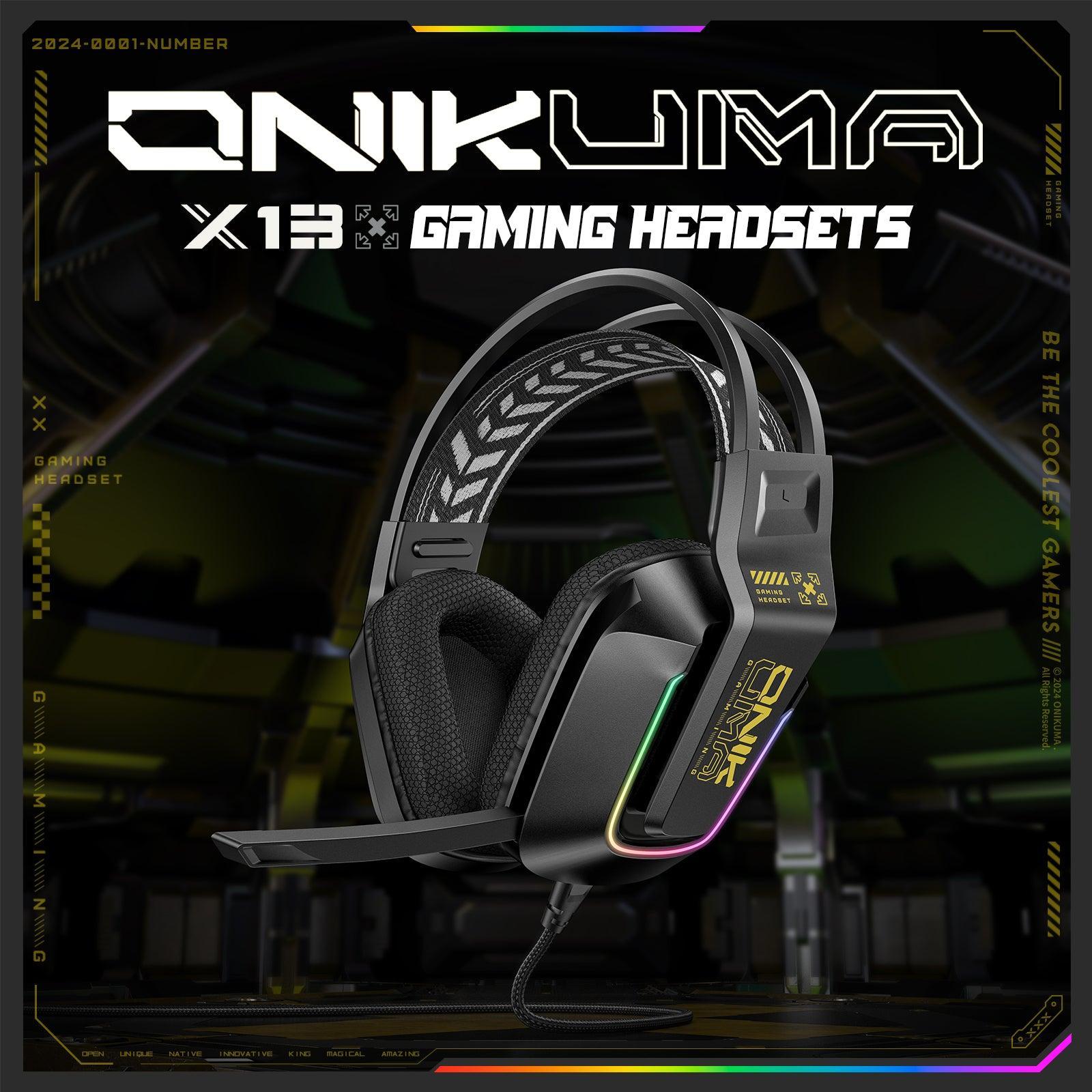 ONIKUMA X13 RGB Gaming Headset with 50mm Drivers & 120° Adjustable Mic - Noise Cancelling Over-Ear Headphones for PC, PS4, Xbox, Switch (Multiple Color Options) - Perfect for Gaming, Streaming & Online Classes