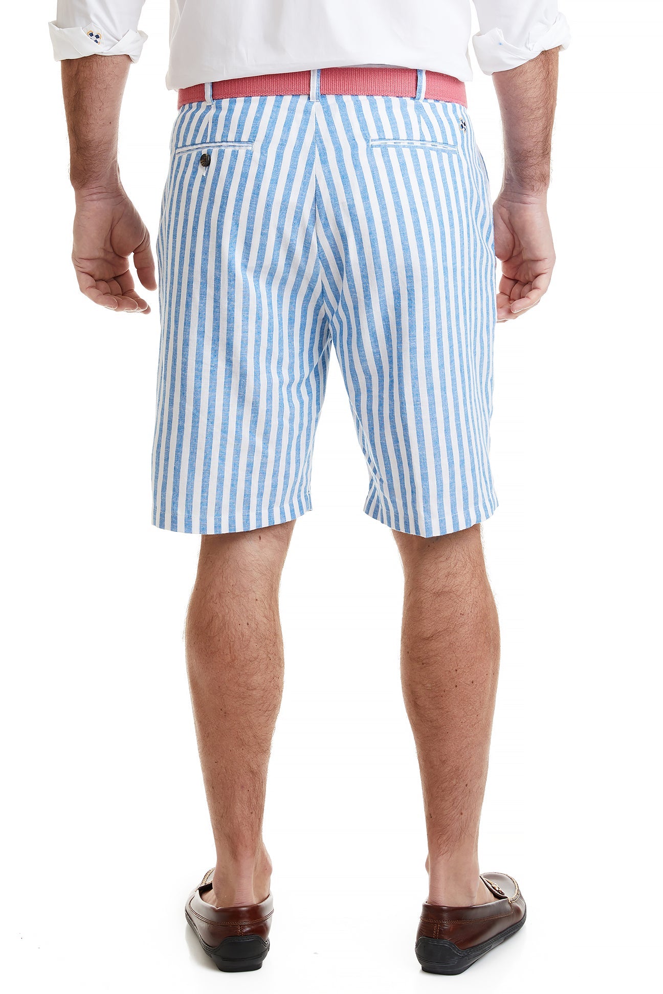 Cisco Short Linen Cabana Stripe Blue - Breathable Summer Linen Shorts for Men | Perfect for Beach, Poolside & Casual Outings