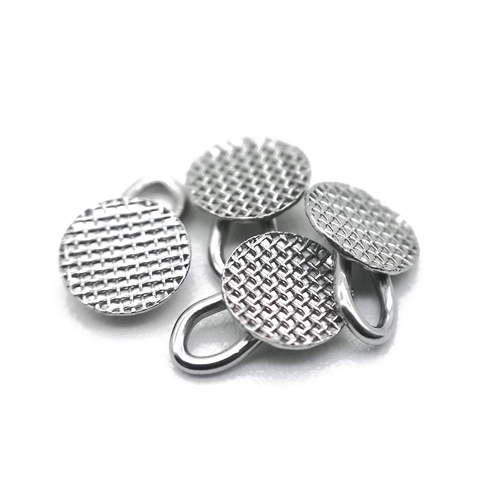 Orthodontic Braces Bondable Lingual Buttons with Traction Hooks - 10pcs/Pack, Mesh Base (5 Packs) - Perfect for Dental Alignment & Orthodontic Treatment