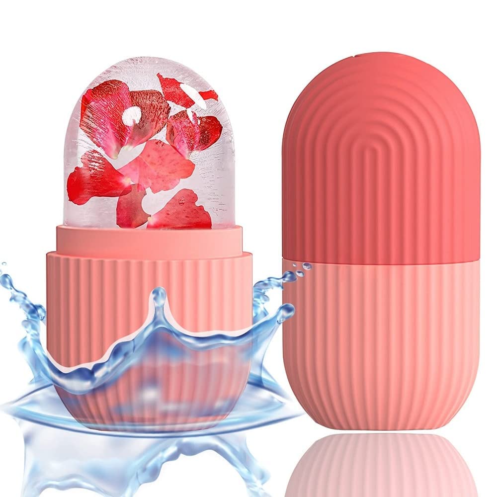 NM ENTERPRISE Ice Roller for Face - Cooling Facial Massager for Women, Skin Tightening & Glowing, Leakproof Design (Pink) - Perfect for Morning Routine, Puffiness Relief & Post-Workout Recovery