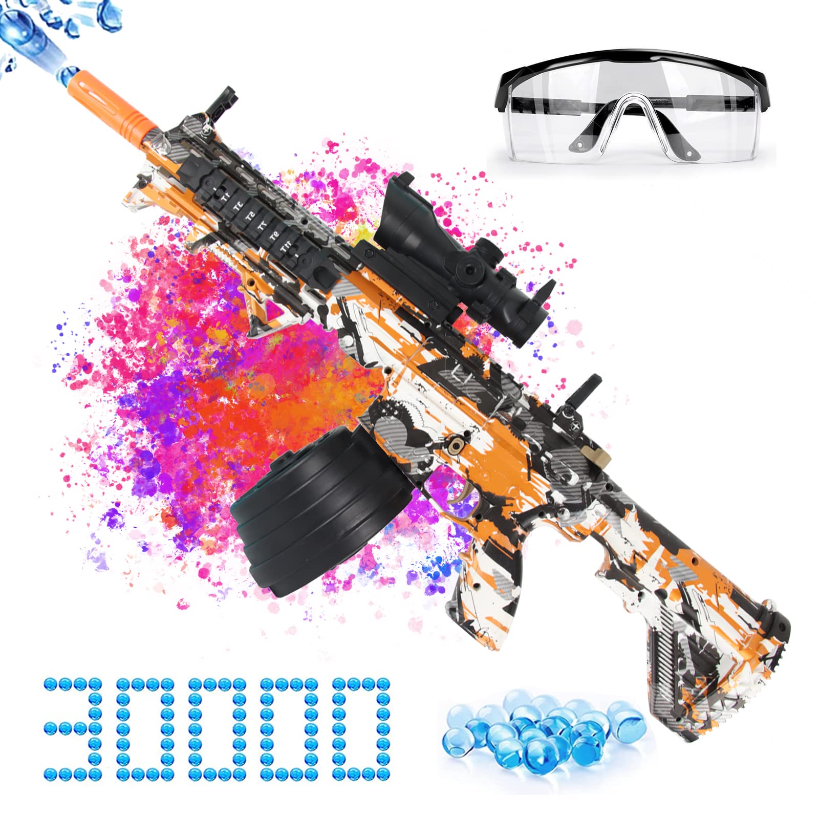 Gel Water Ball Blaster - Electric Splatter Ball Toy with 30000+ Water Beads for Outdoor Fun and Backyard Battles