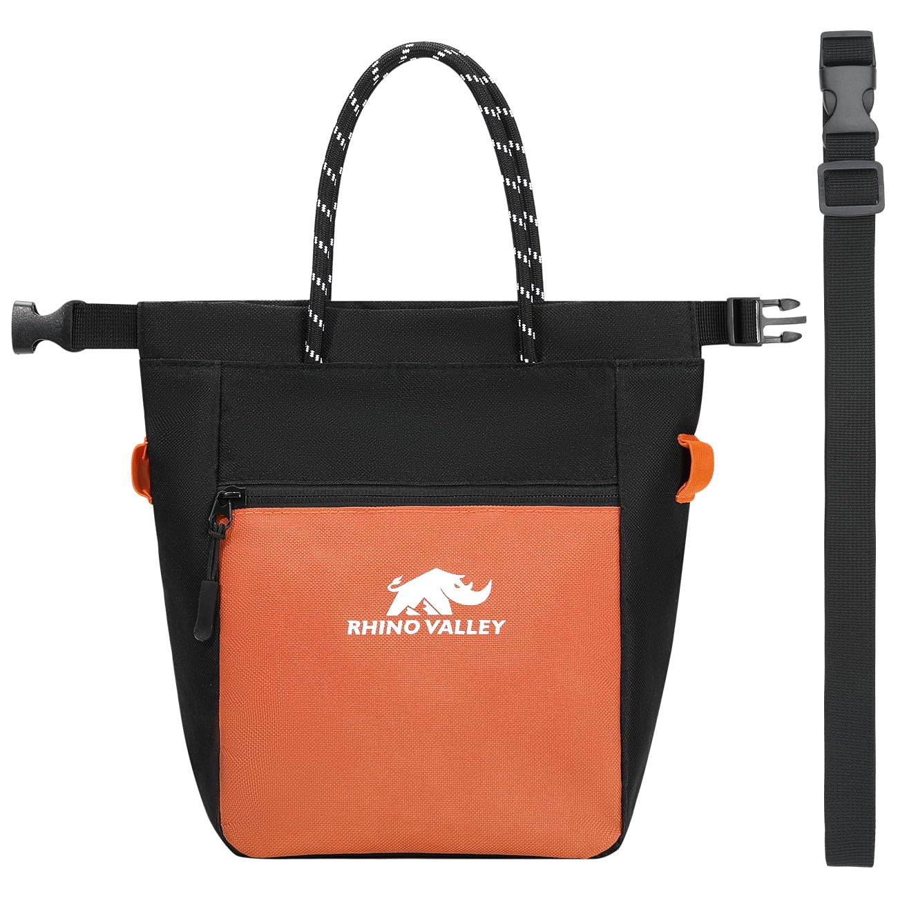 Rhino Valley No Leak Magnetic Chalk Bag for Rock Climbing & Weightlifting - Adjustable Belt, Zipper Pockets & Handle - Perfect for CrossFit, Bouldering & Gym Training