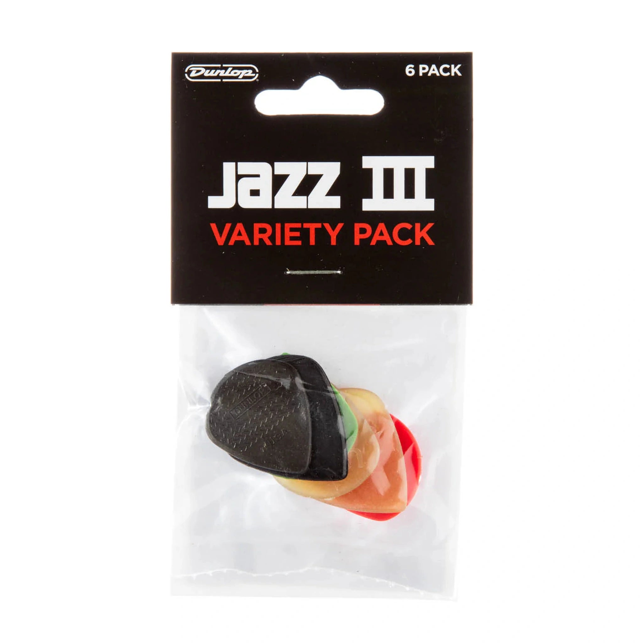 Dunlop Jazz II Guitar Picks Variety Pack - 12 Pack of Assorted Thickness Plectrums for Jazz, Rock, and Blues Players - Perfect for Electric & Acoustic Guitars