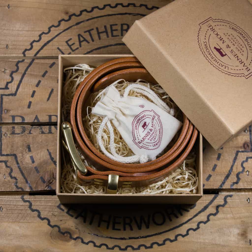 Barnes & Moore Garrison Belt - Premium Leather Harness Belt in Tan & Brass for Men | Durable Work Belt for Outdoor, Casual & Military Use