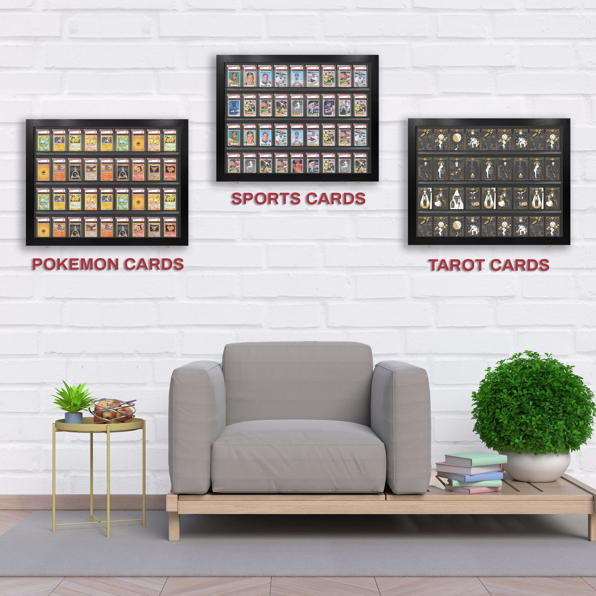 Baseball Card Display Case - 36 Graded Sports Card Frame with Lock & UV Protection | PSA Certified Case for Pokemon, Football & Basketball Cards | Perfect for Collectors & Home Decor