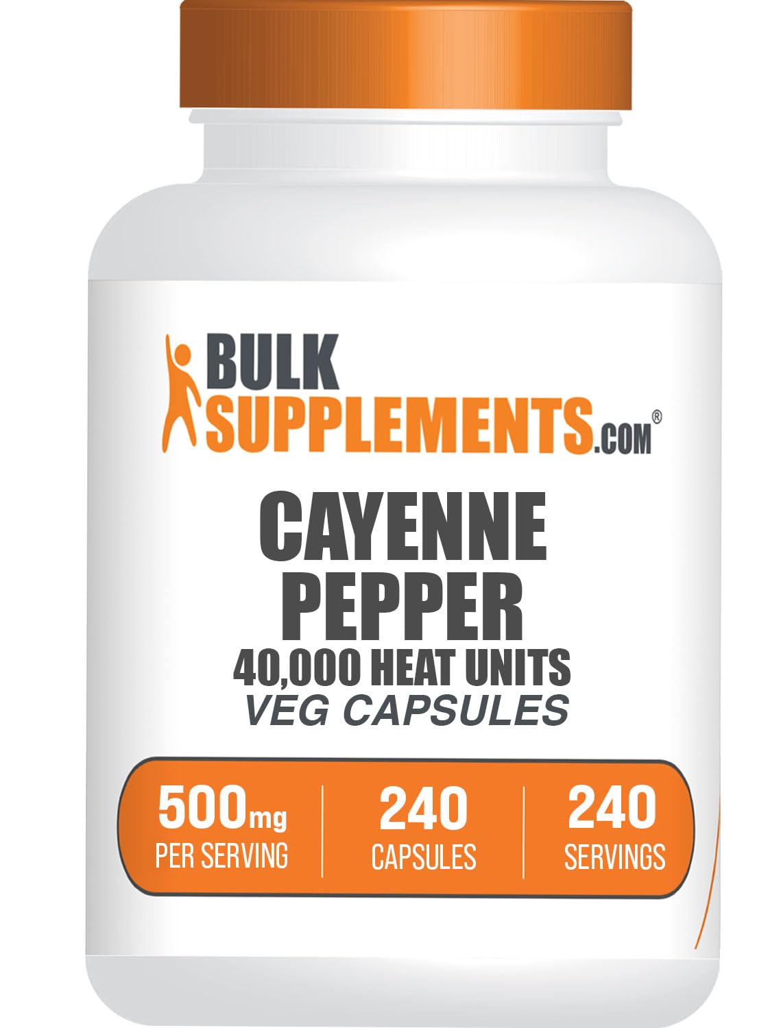 BulkSupplements.com Cayenne Pepper Capsules 40,000 HU - Premium Capsaicin Supplement for Metabolism & Circulation Support - Gluten Free, 240 Vegan Capsules (1 Pack) - Ideal for Weight Management & Digestive Health