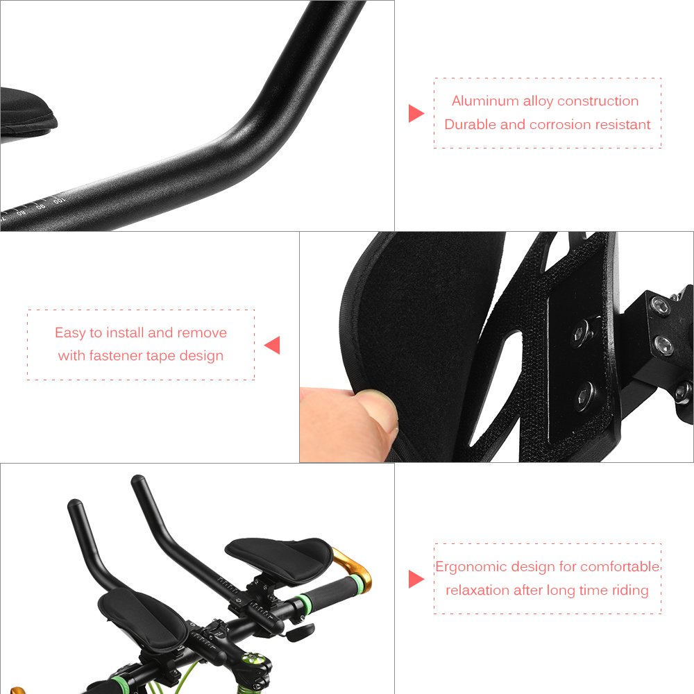 Lixada Bike Aero Bar - Lightweight Aluminum Alloy Handlebar Rest for Road Bikes, Mountain Bikes & Triathlon - Ergonomic Arm Support for Long Distance Cycling, Comfortable Riding Position - Perfect for Training, Racing & Endurance Rides