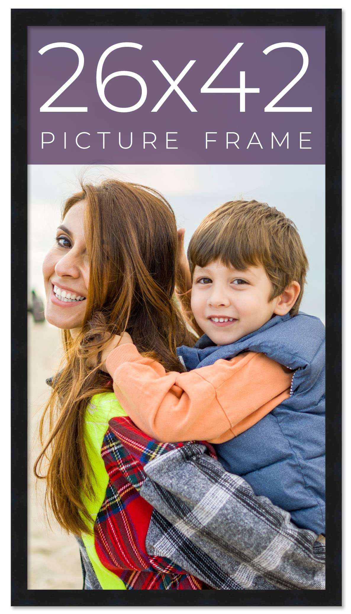 Noir Classique 26x42 Black Wood Picture Frame with UV Acrylic, Foam Board Backing & Hanging Hardware - Perfect for Wall Art, Home Decor, and Photo Displays