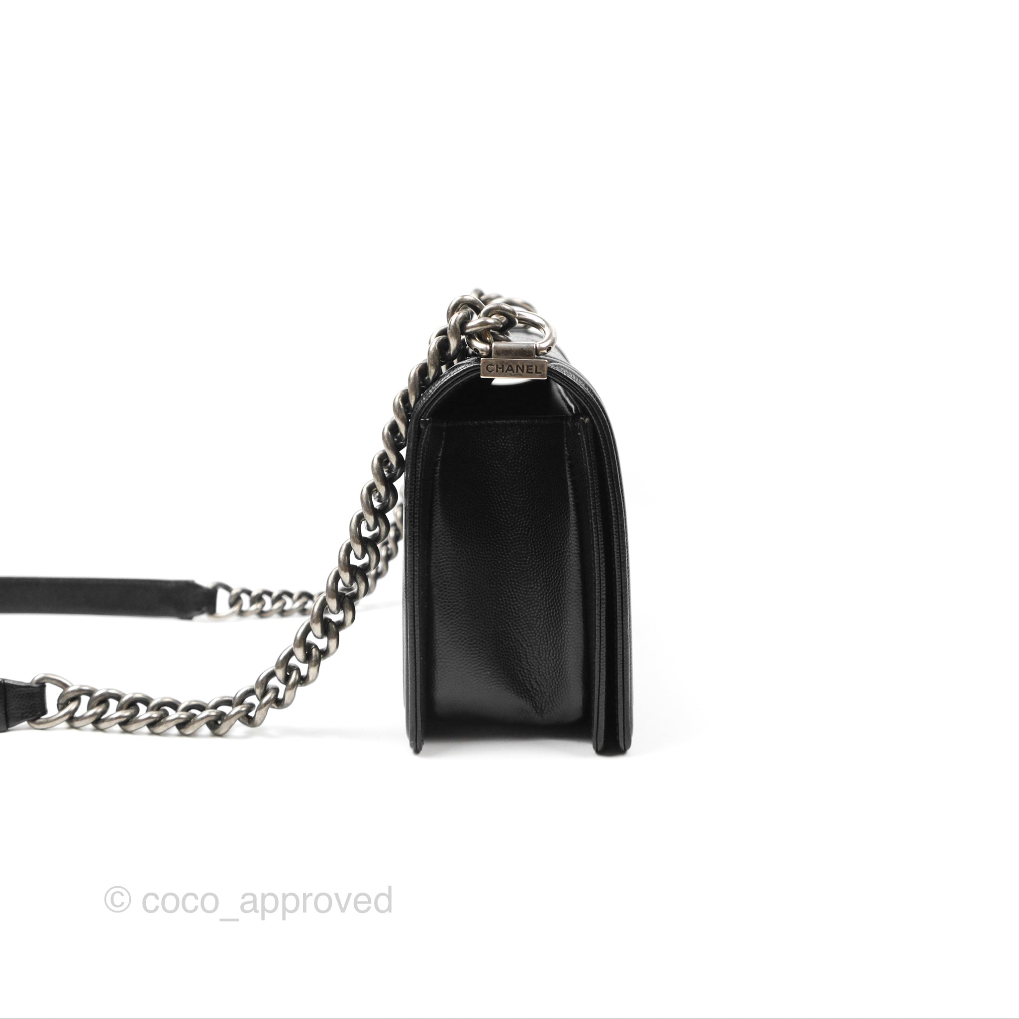 Chanel Boy Quilted Medium Handbag in Black Caviar Leather with Ruthenium Hardware - Luxury Crossbody Bag for Women, Perfect for Date Night & Evening Events